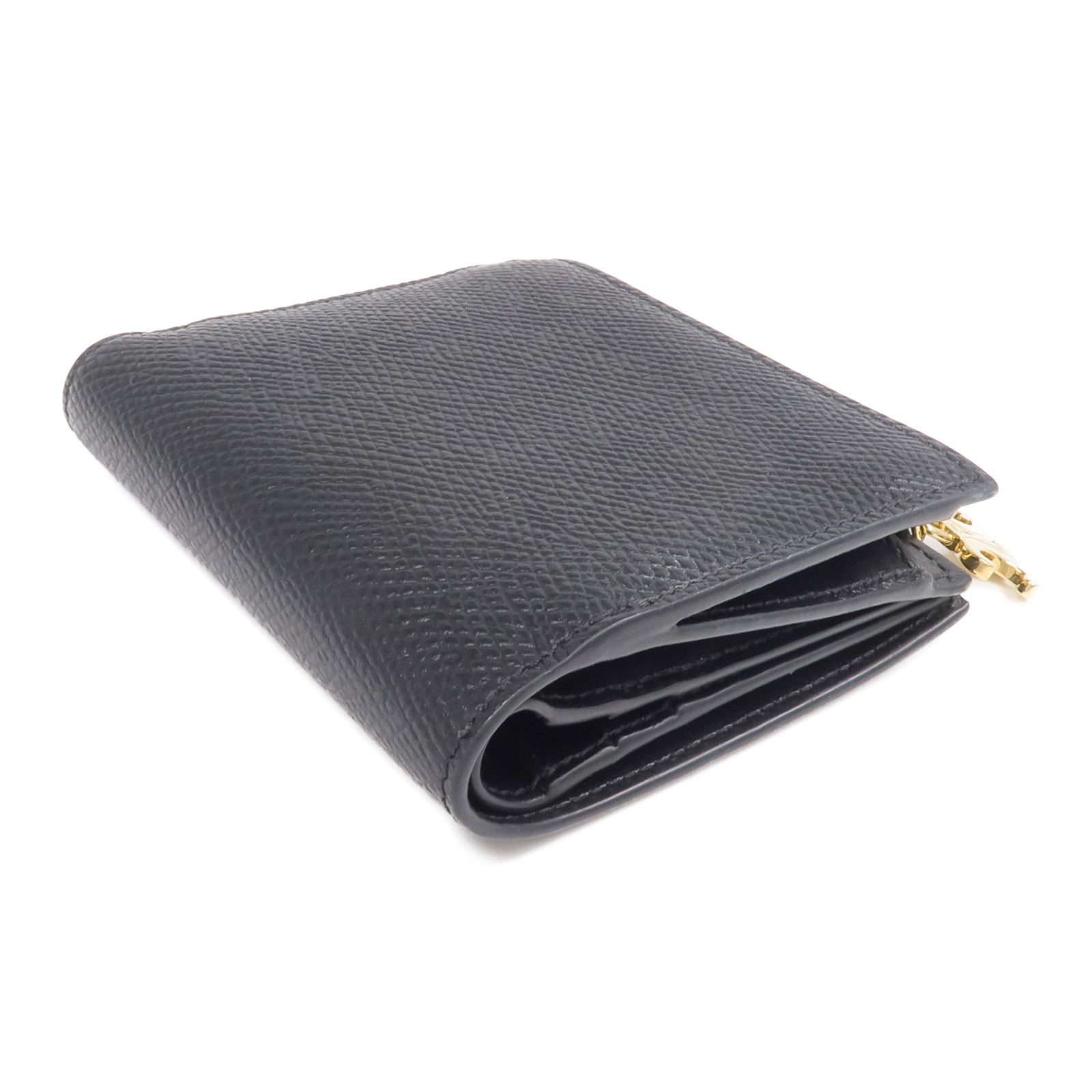 CELINE 牛皮皮革Triomphe Compact Wallet金扣錢包