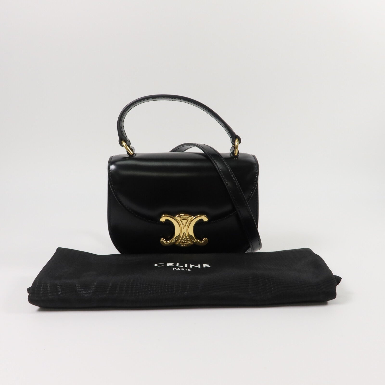 CELINE 牛皮皮革Mini Besace Clea手挽肩背兩用袋
