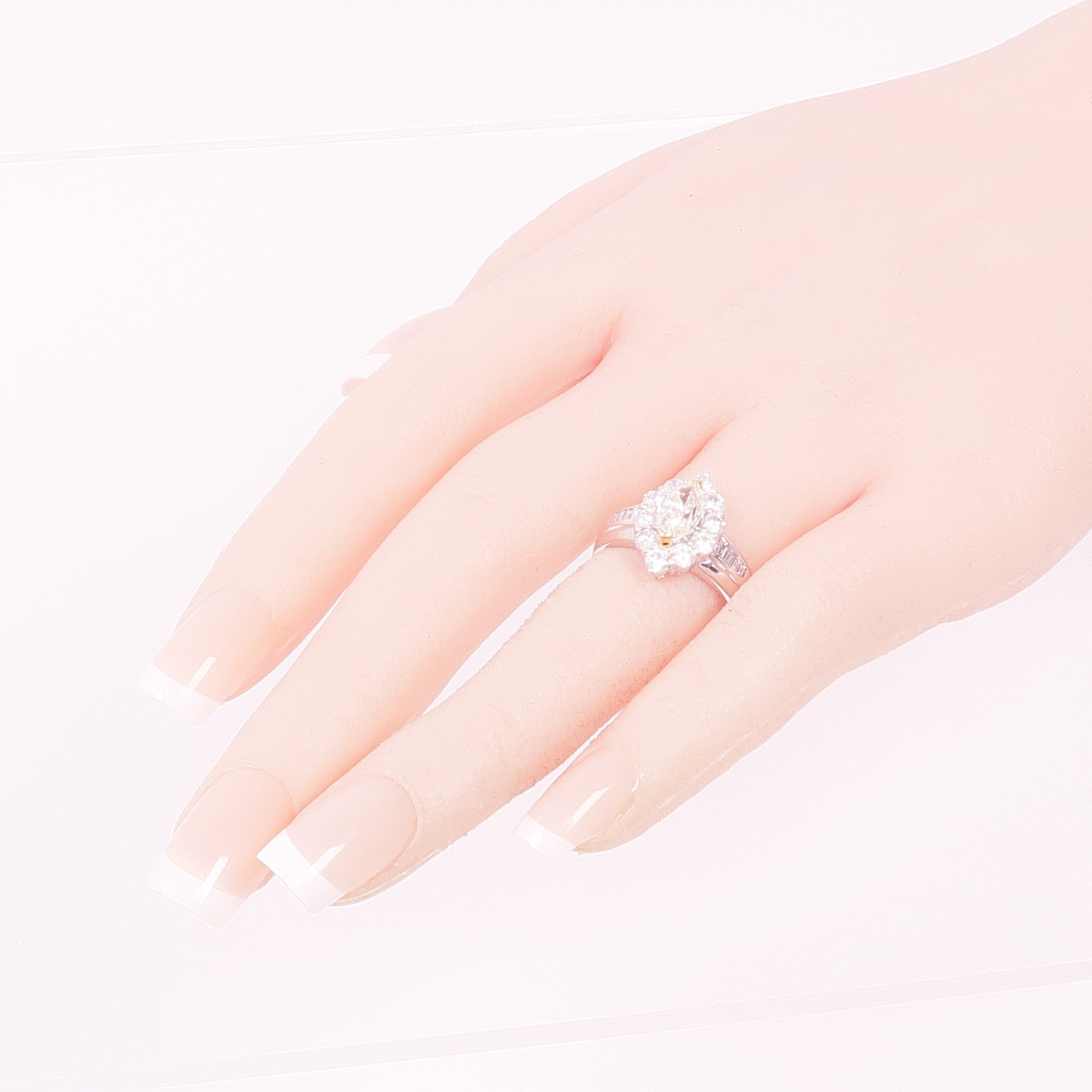 JEWELRY PT900鉑金/18K黃金Diamond Ring鑽石戒指US#6.75