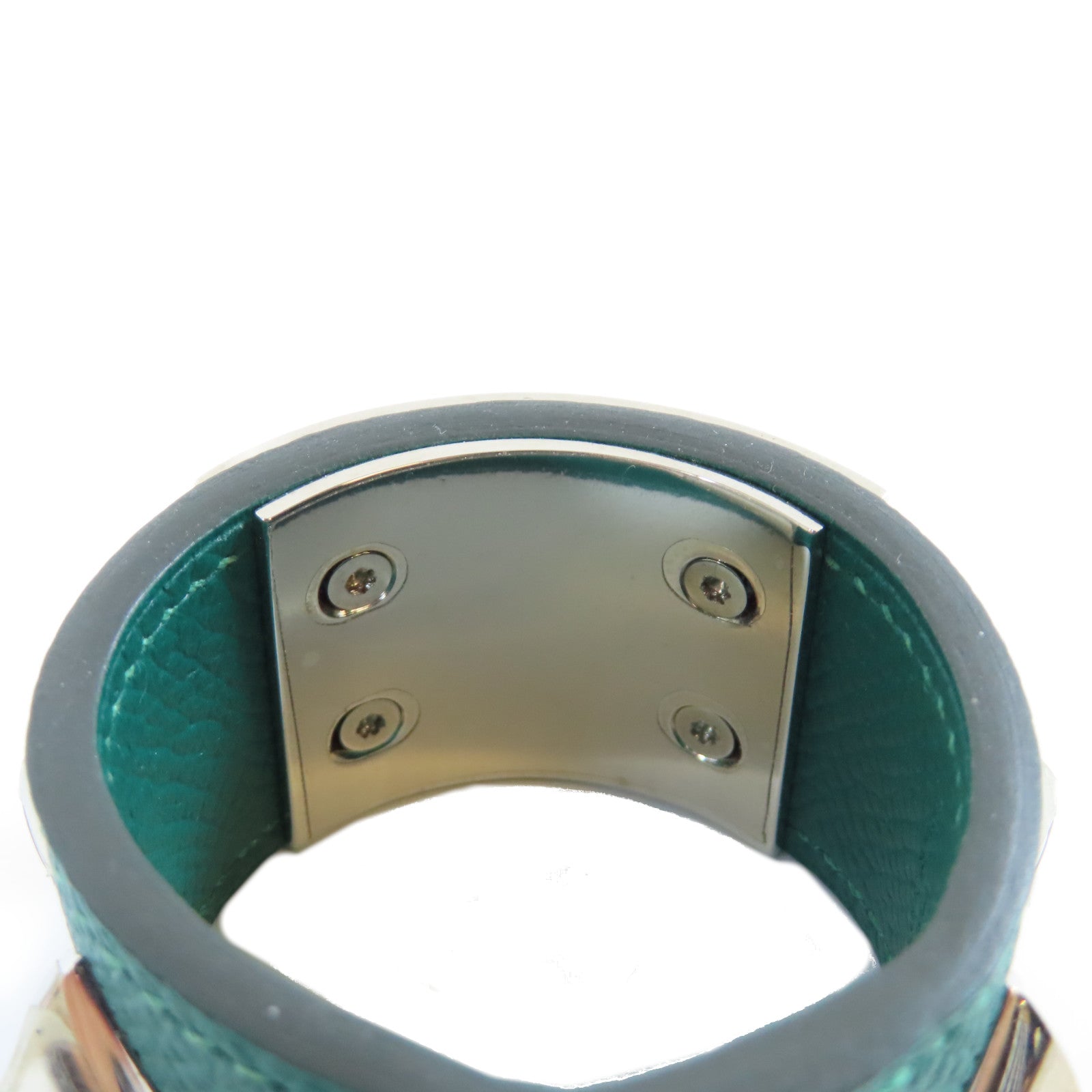 HERMES **【激減優惠】Epsom皮革Medor Collier de Chien Bag Charm銀扣掛飾Malachite孔雀綠色