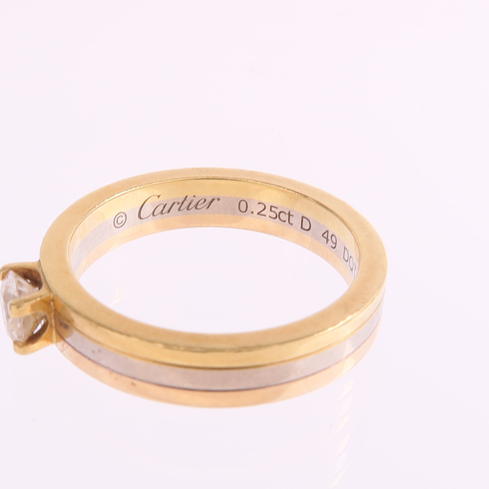 CARTIER 18K黃金/白金/玫瑰金Trinity Solitaire鑽石戒指Cartier#49/US#5