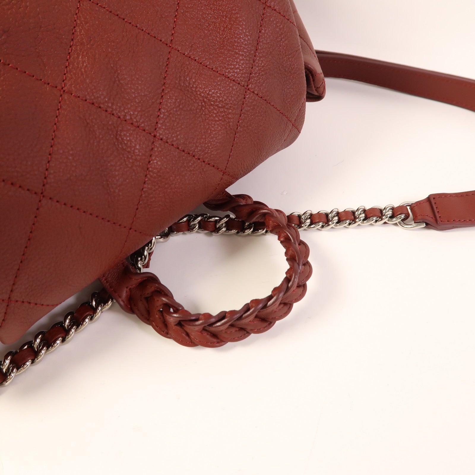 CHANEL 牛皮皮革Backpack銀扣背包