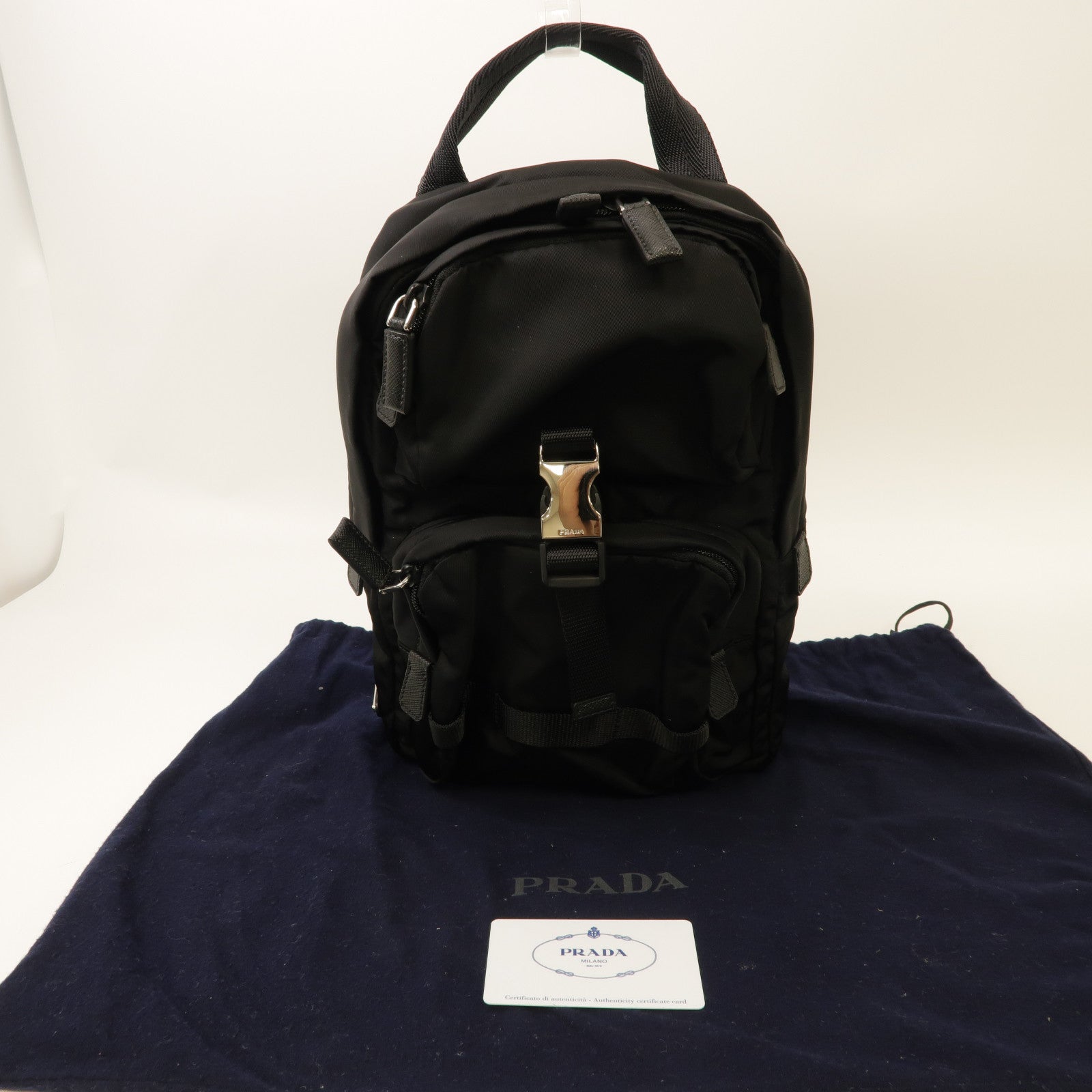 PRADA 尼龍Shoulder Bag銀扣肩背袋黑色