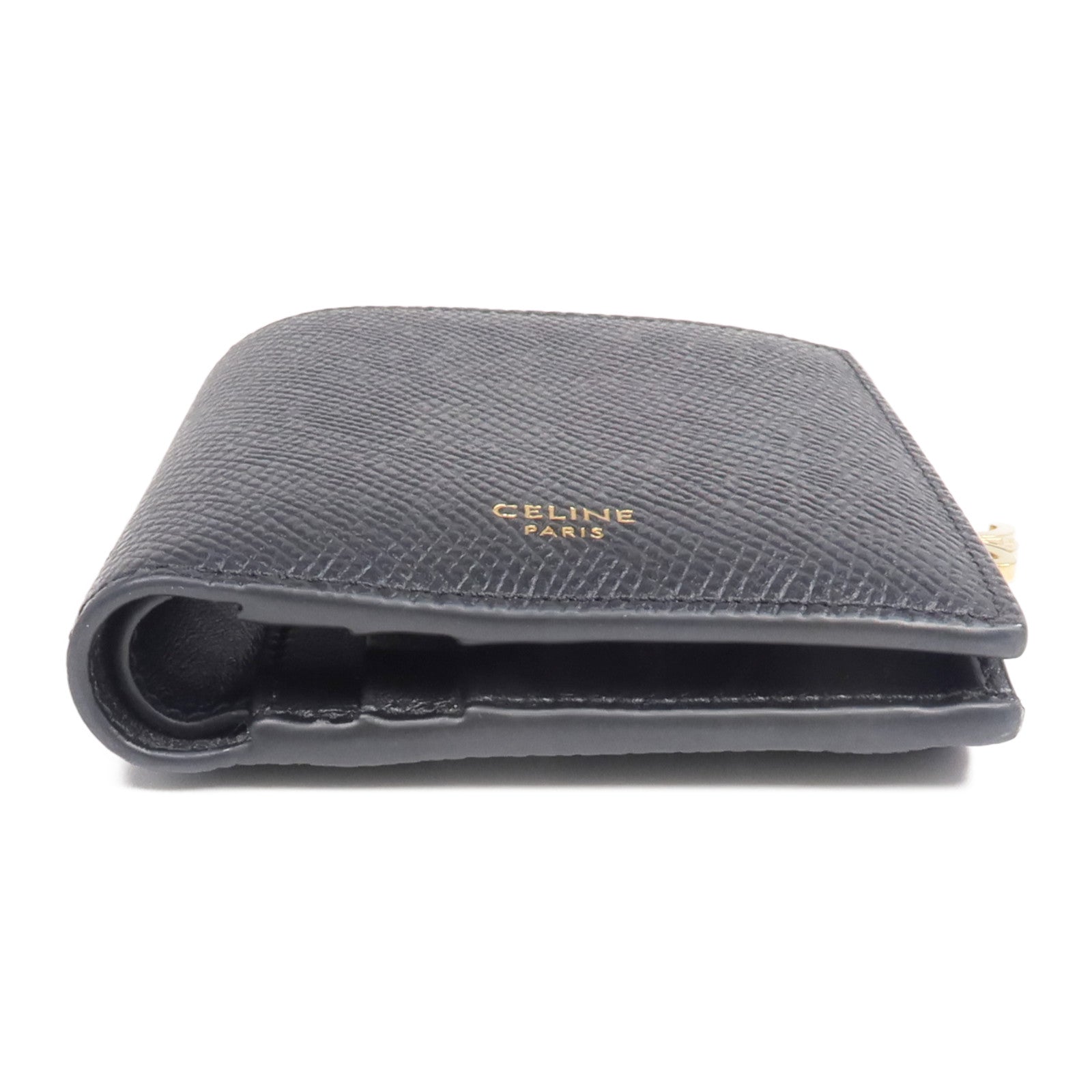 CELINE 牛皮皮革Triomphe Compact Wallet金扣錢包