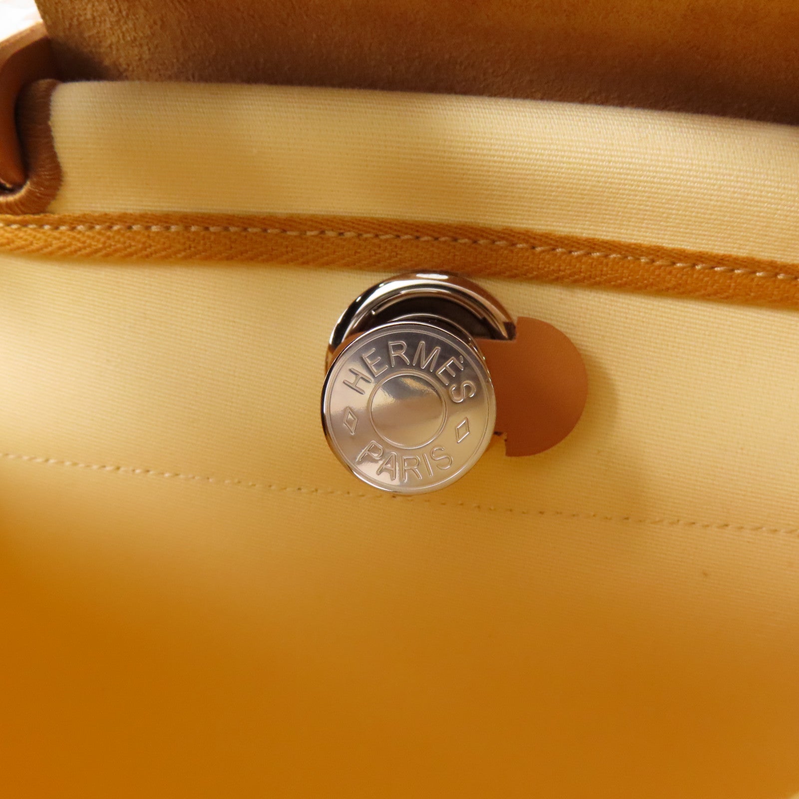 HERMES 帆布/皮革Herbag PM銀扣手挽肩背兩用袋