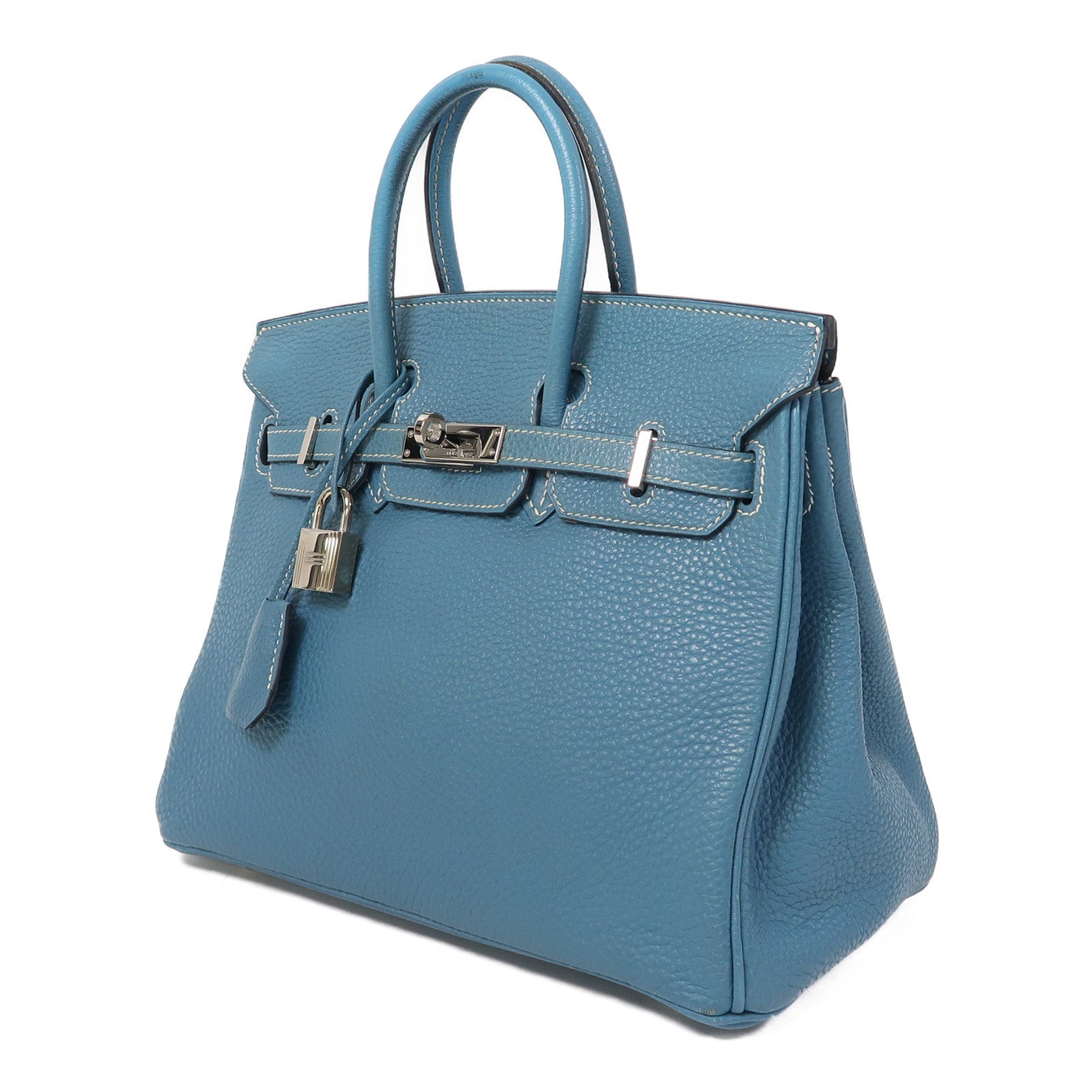 HERMES Togo皮革Birkin 25銀扣手挽袋藍色