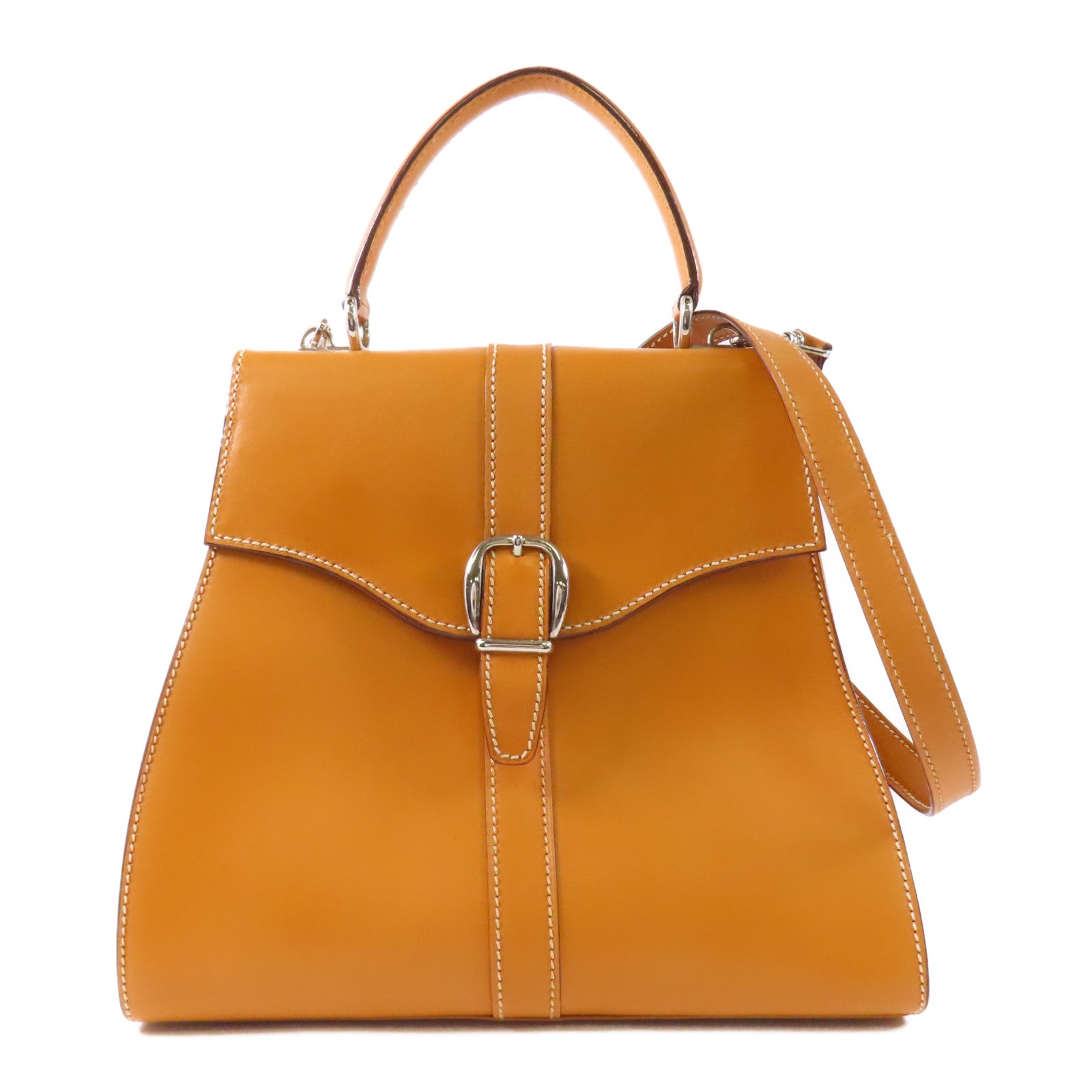 GUCCI 皮革Vintage Flap Buckle銀扣手挽肩背兩用袋