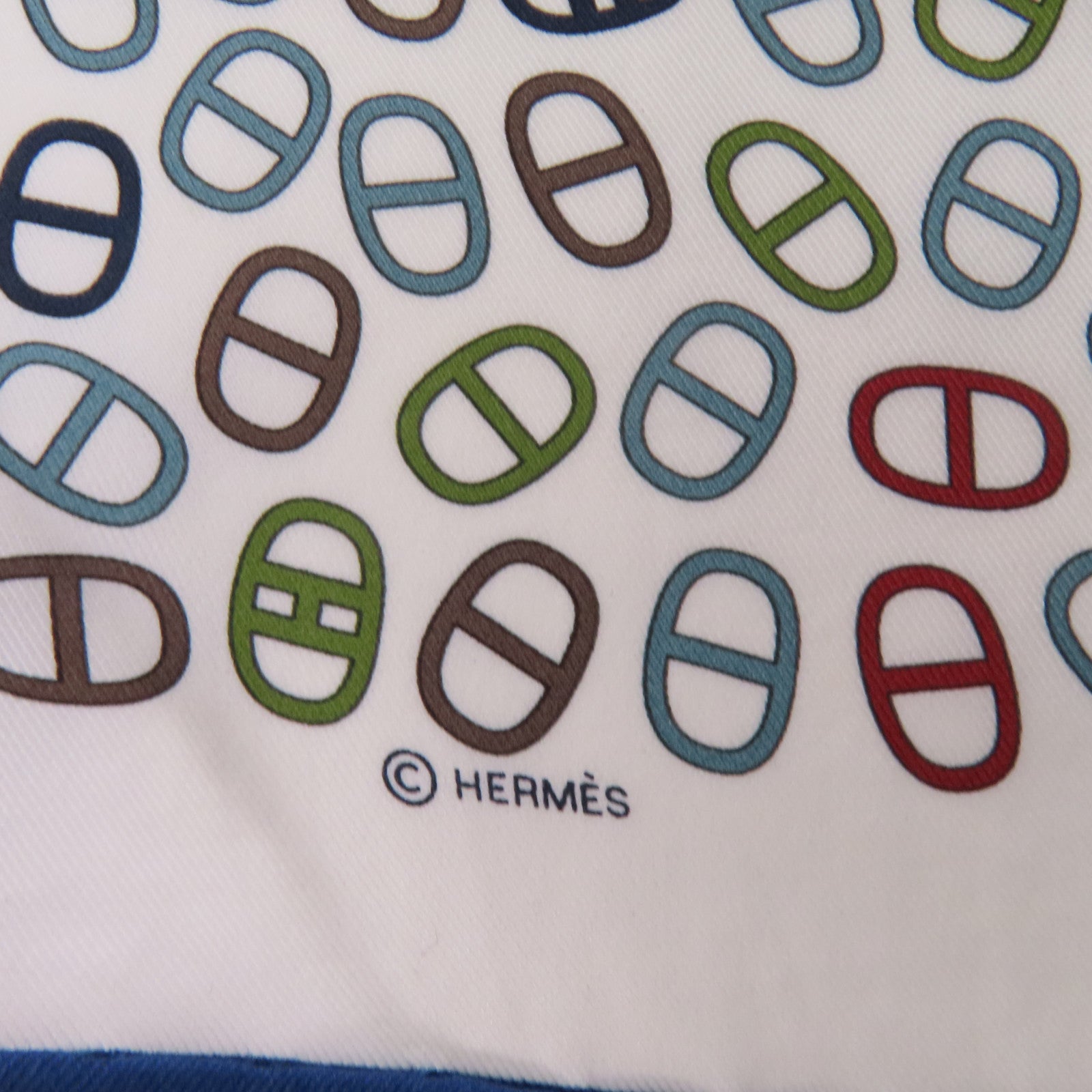 HERMES Scarf Silk White Multicolor
