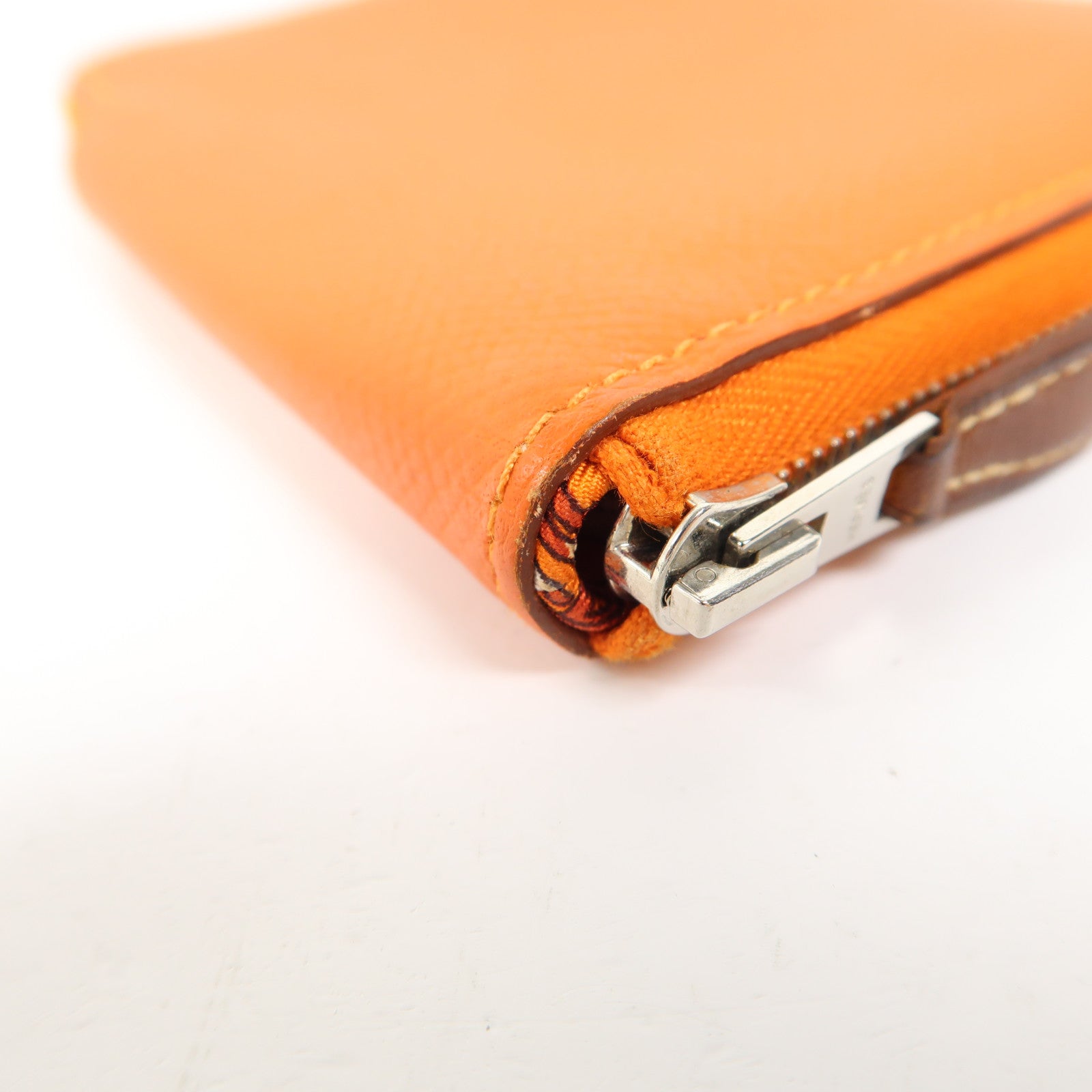 HERMES Evercolor皮革Silk In Compact銀扣錢包9J Feu