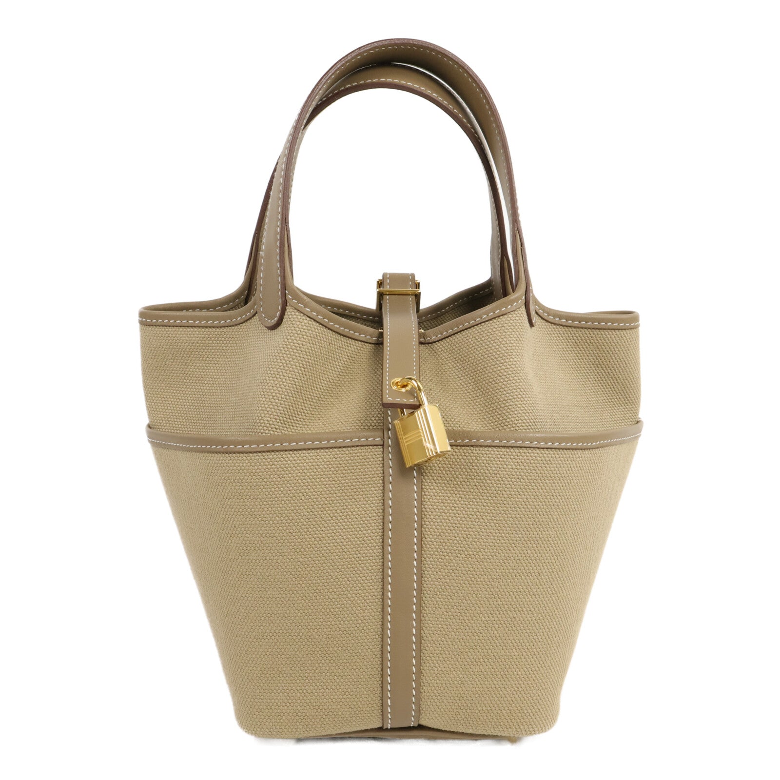 HERMES 帆布/Swift皮革Picotin Cargo PM手挽袋