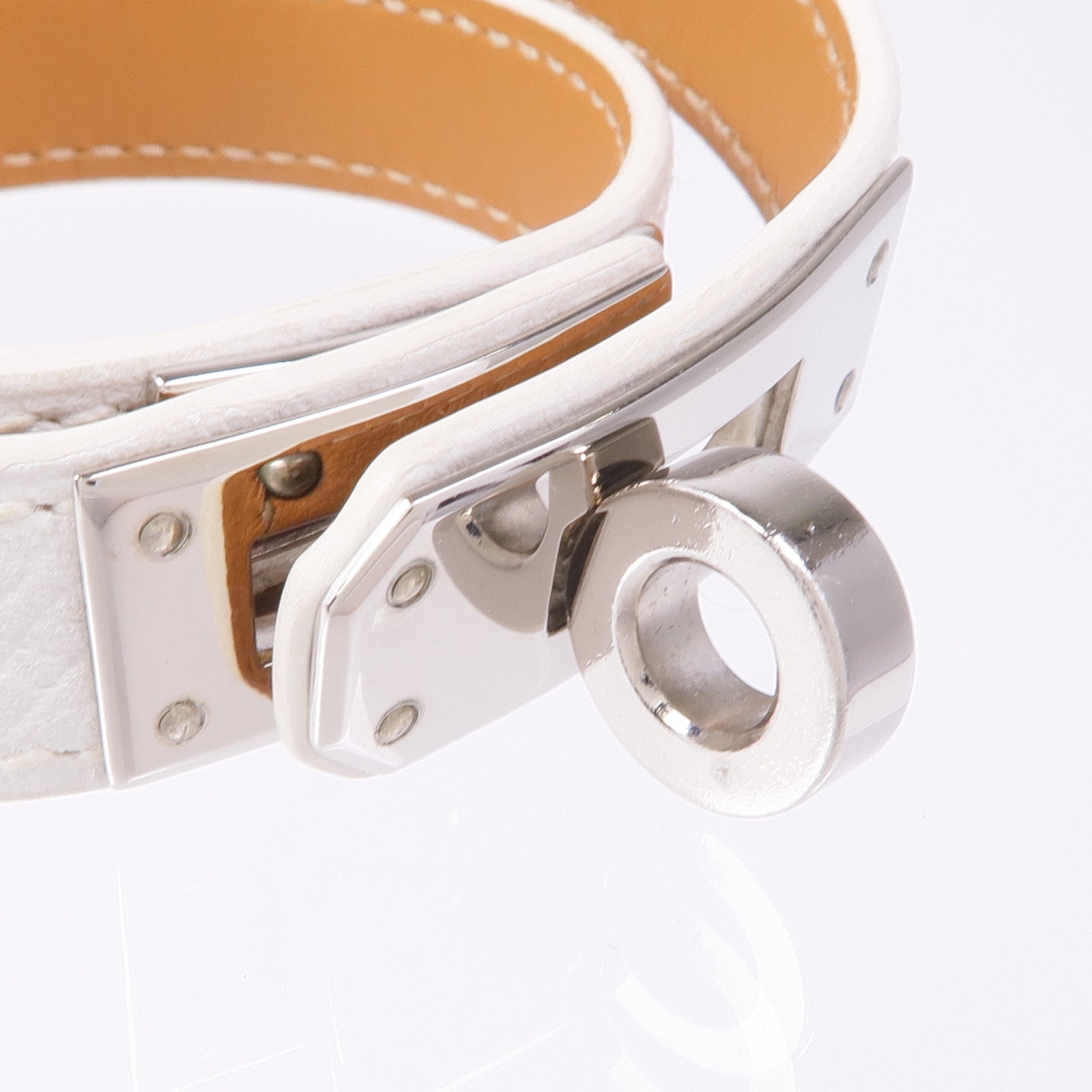 HERMES Epsom皮革Kelly Double Tour Bracelet銀扣手帶