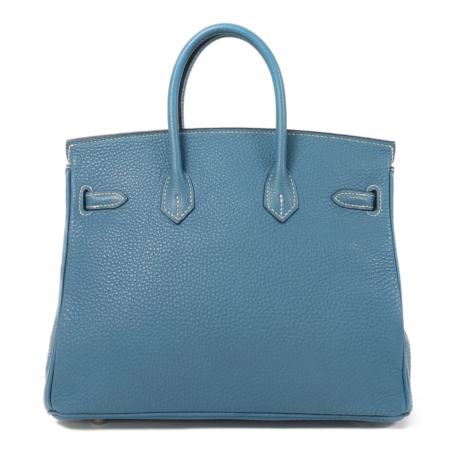 HERMES Togo皮革Birkin 25銀扣手挽袋藍色