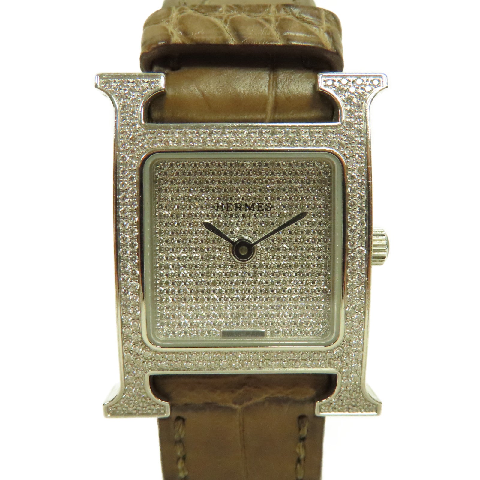 HERMES Heure H PM Acier不鏽鋼石英手錶銀色