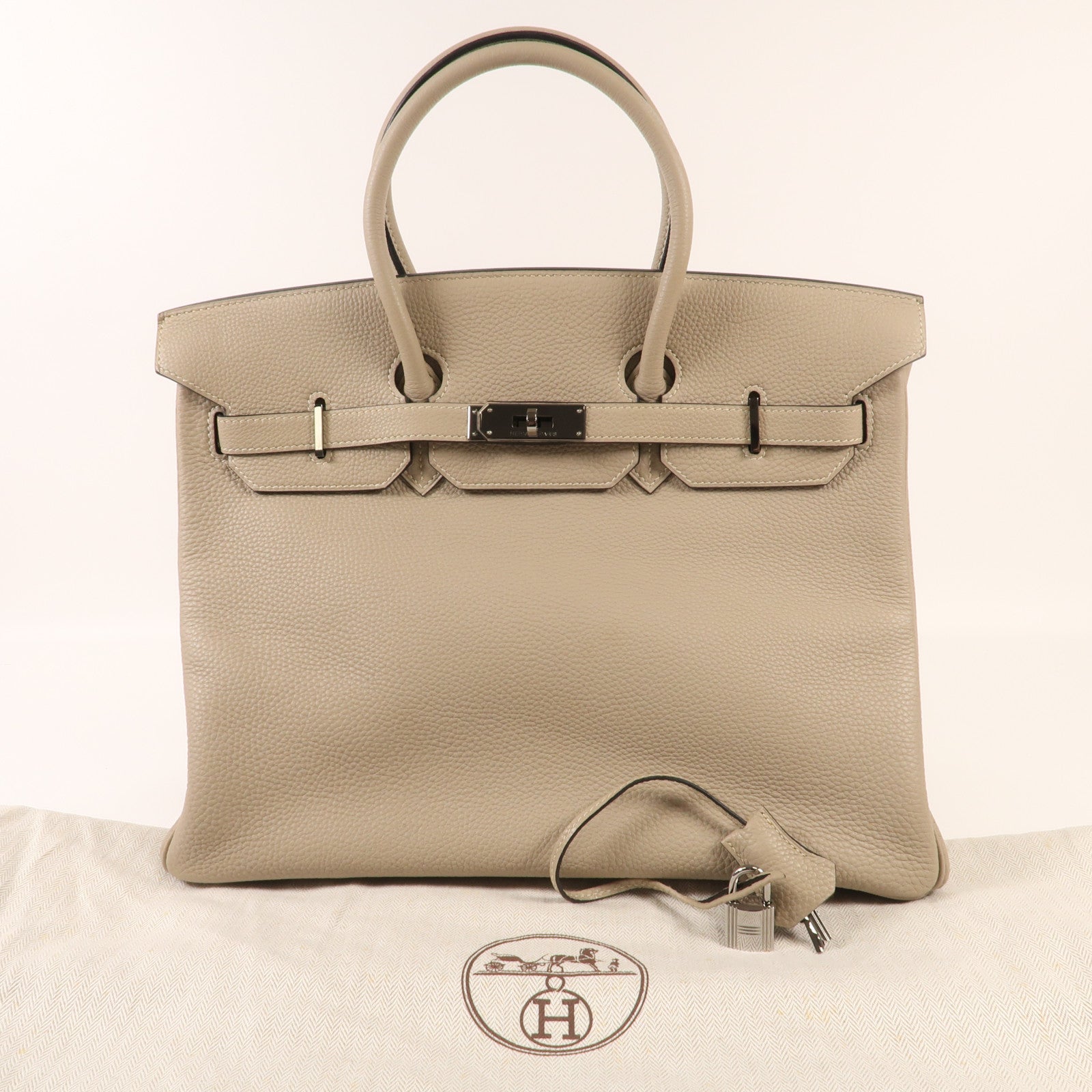 HERMES Clemence皮革Birkin 35銀扣手挽袋Trench