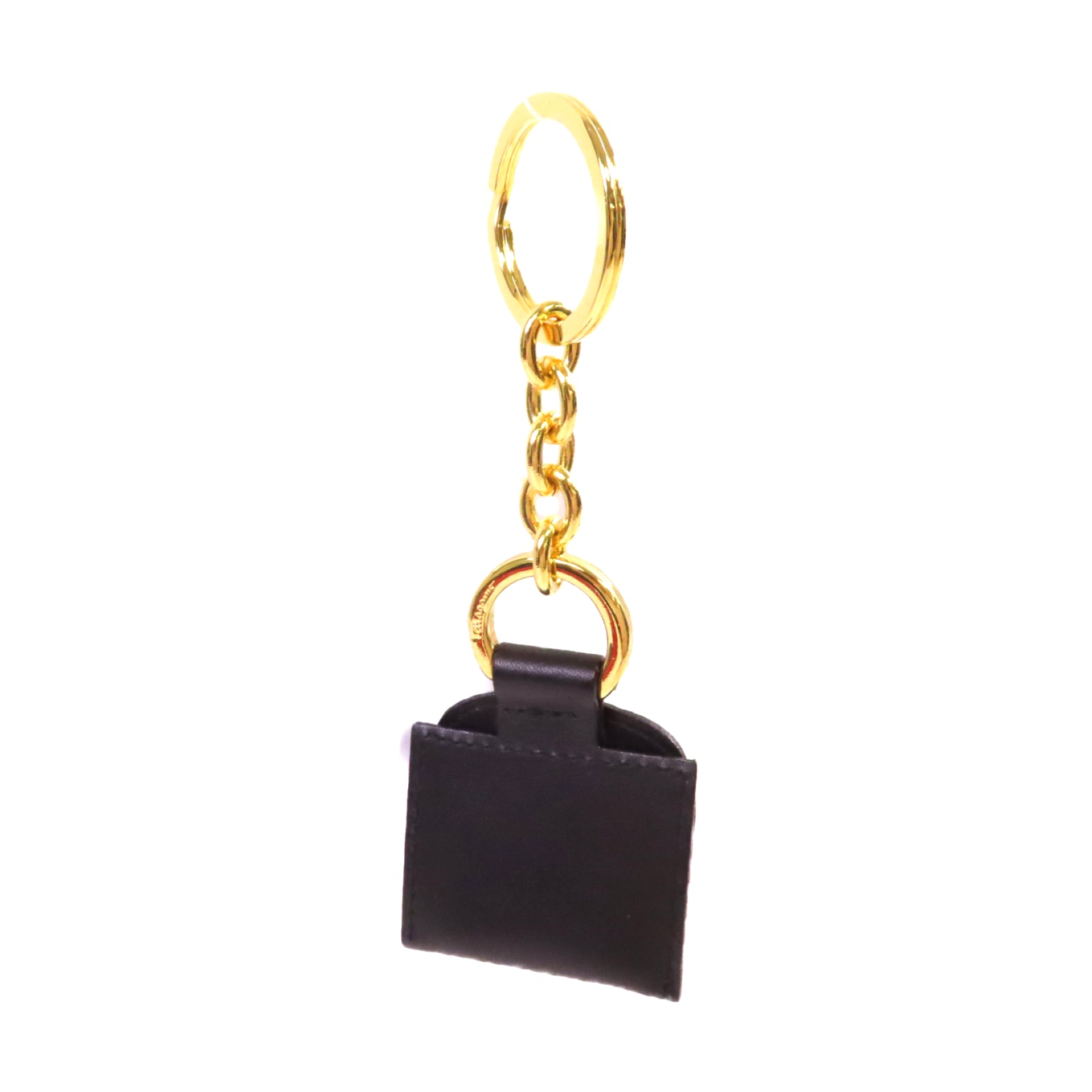 Salvatore Ferragamo 牛皮皮革/金屬Key Chain金扣鎖匙扣黑色