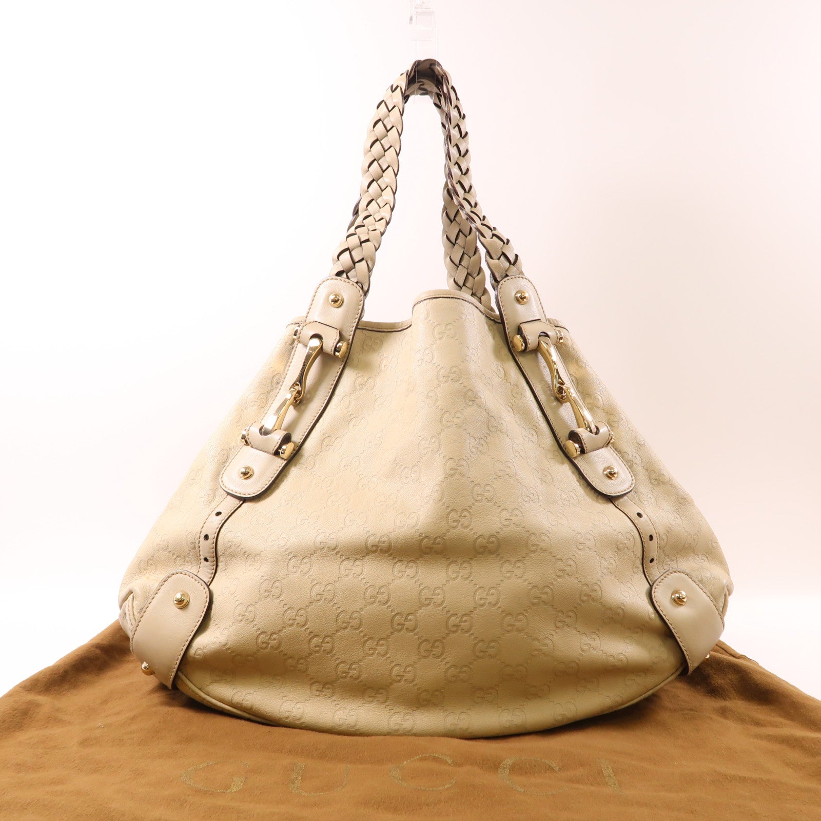 GUCCI GG GHW Shoulder Bag 137621 Calfskin Leather Beige