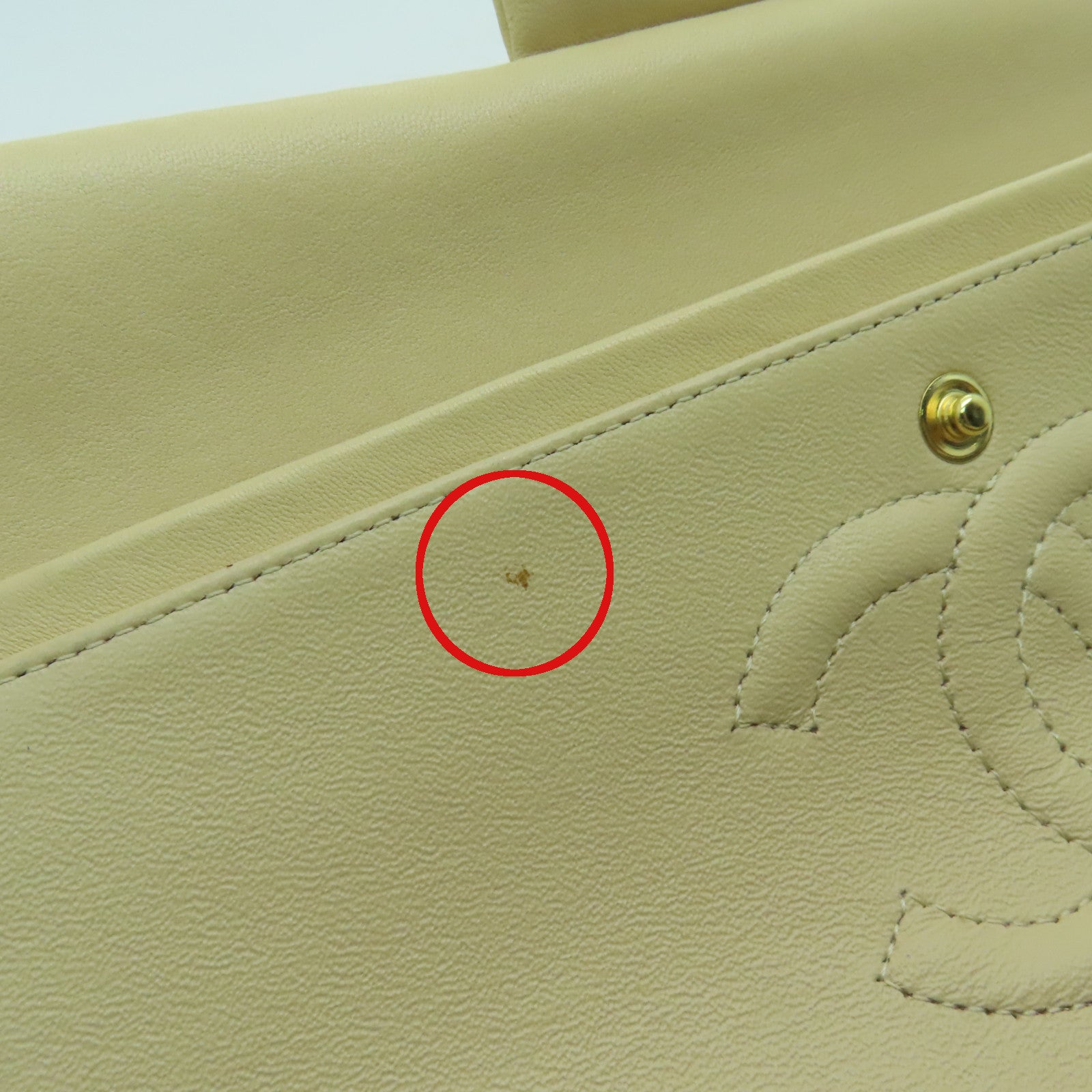 CHANEL 【激減優惠】菱格羊皮皮革Classic 25金扣鏈帶肩背袋米色