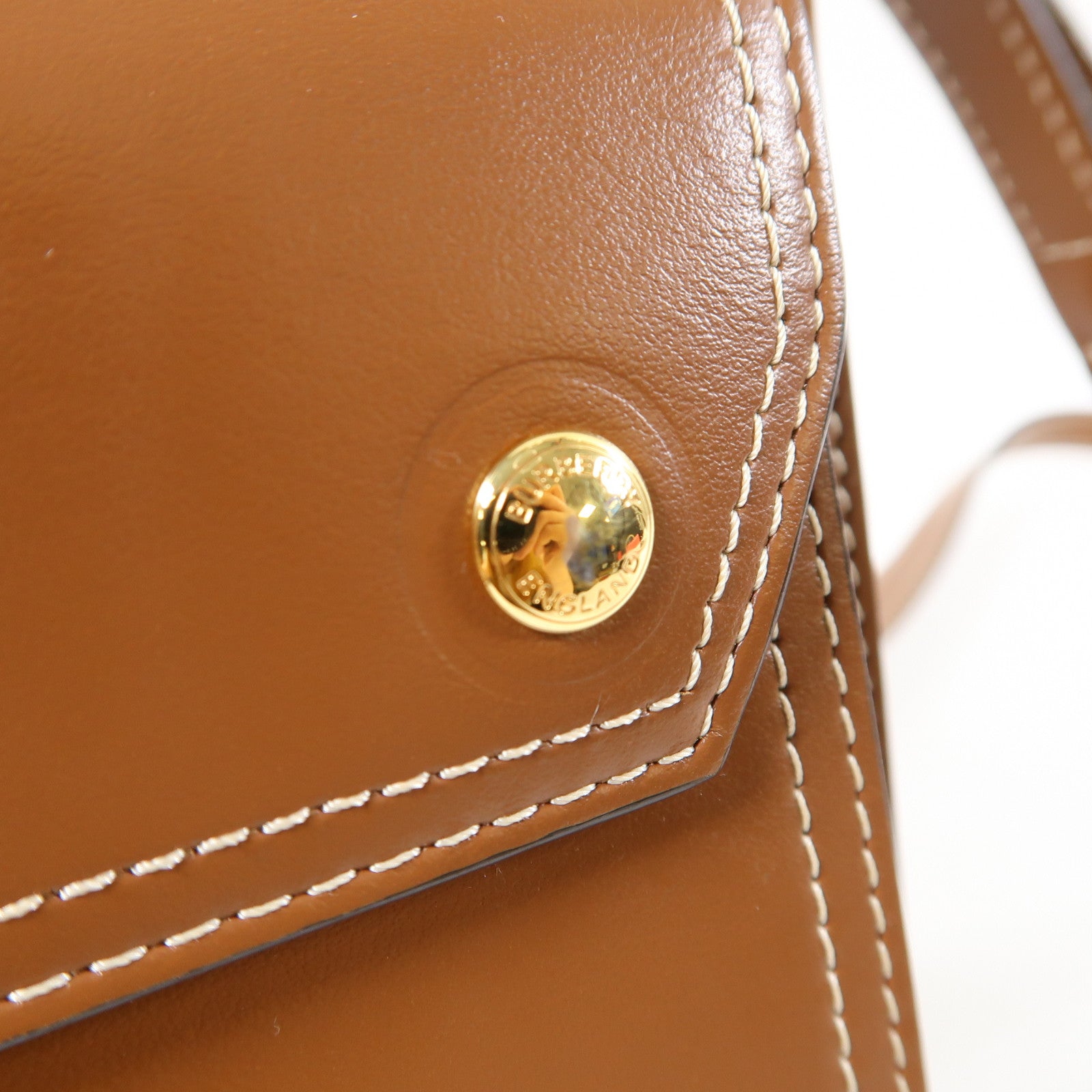BURBERRY 牛皮皮革Mini Pocket Bag金扣手挽肩背兩用袋啡色