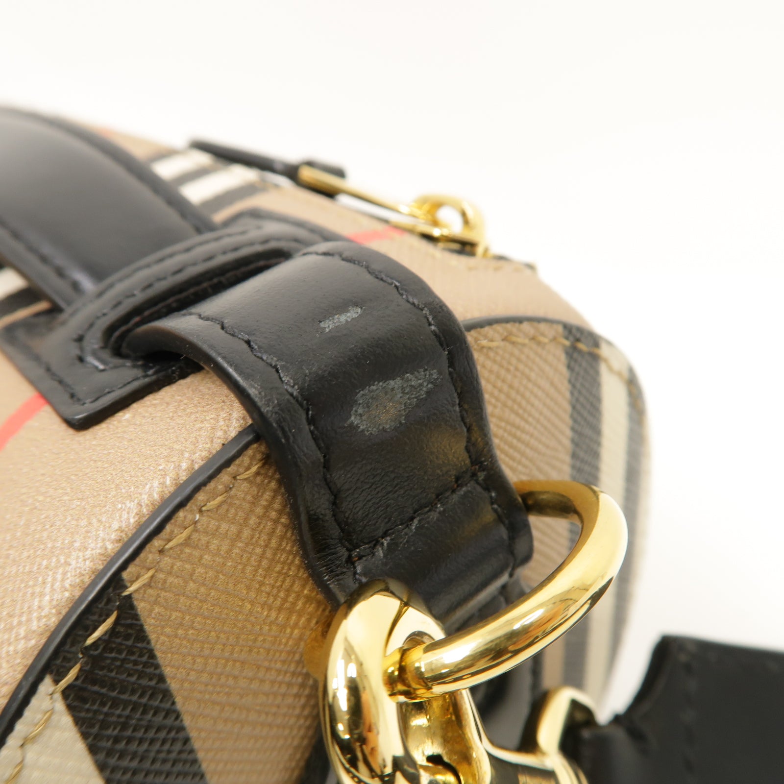 BURBERRY 塗層帆布2way Shoulder Bag金扣手挽肩背兩用袋米色