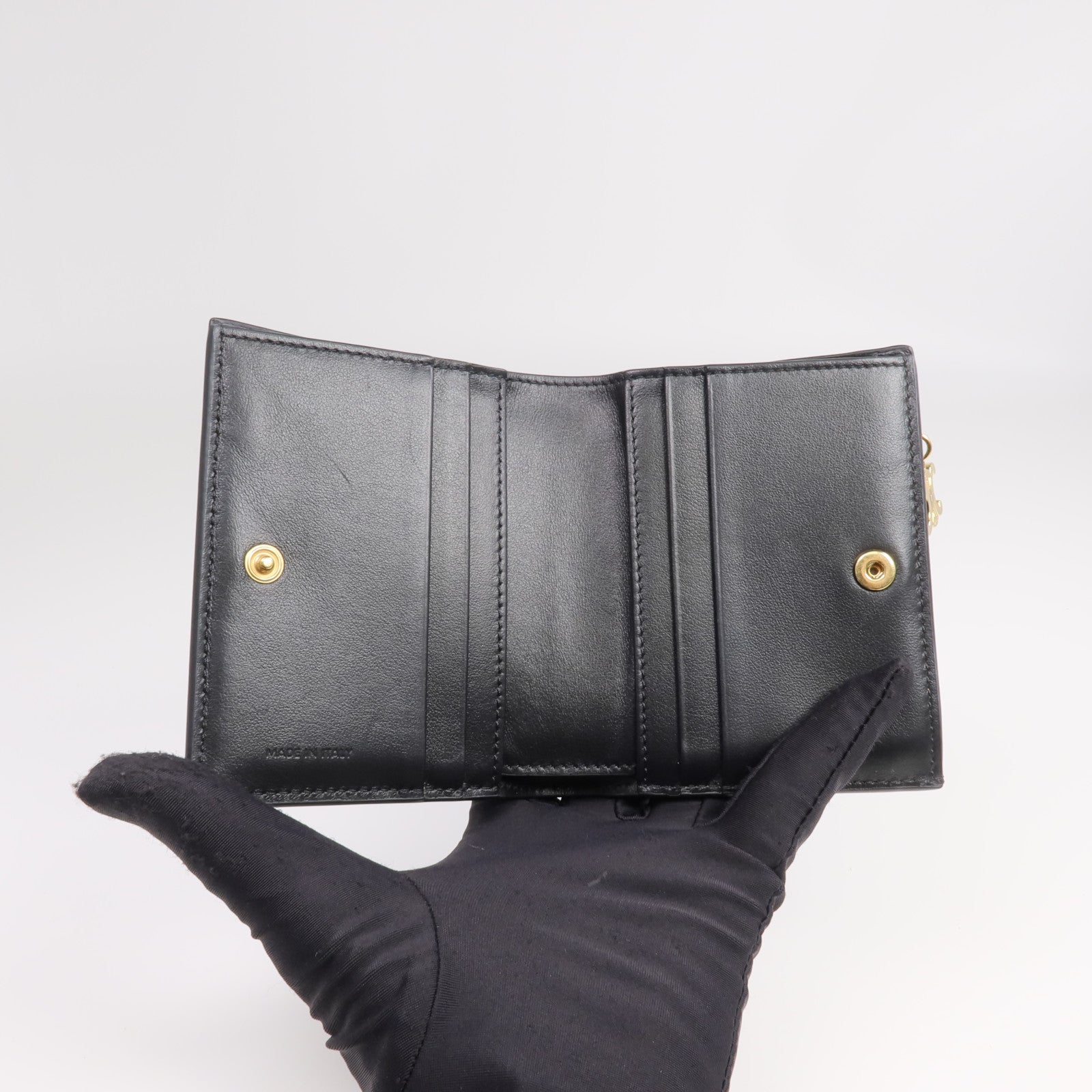 CELINE 牛皮皮革Triomphe Compact Wallet金扣錢包