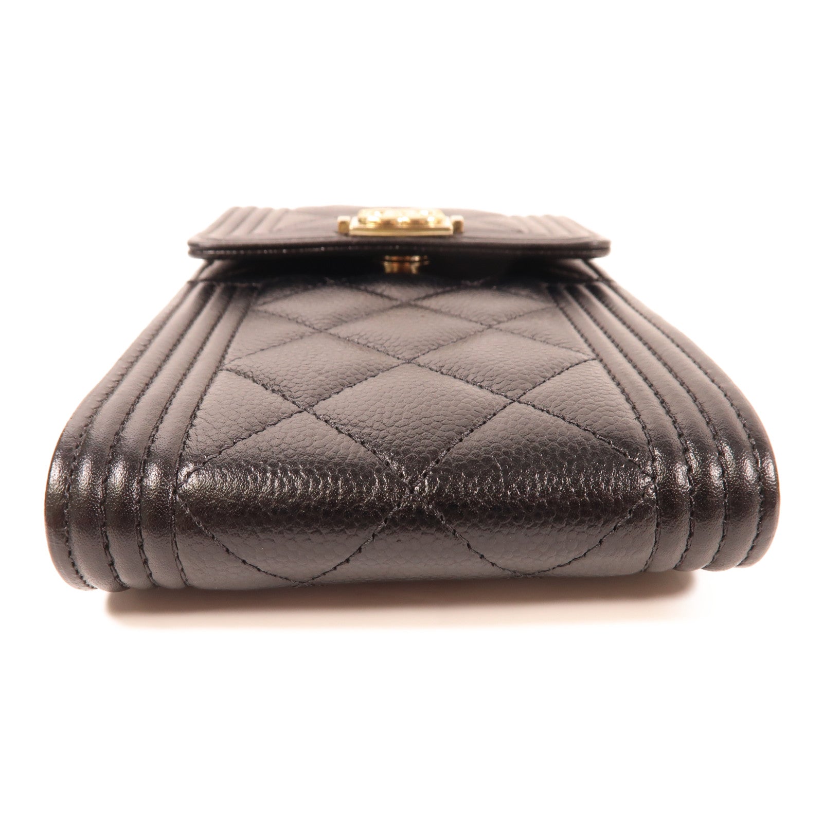CHANEL 牛皮皮革Boy Phone Bag金扣鏈帶肩背袋