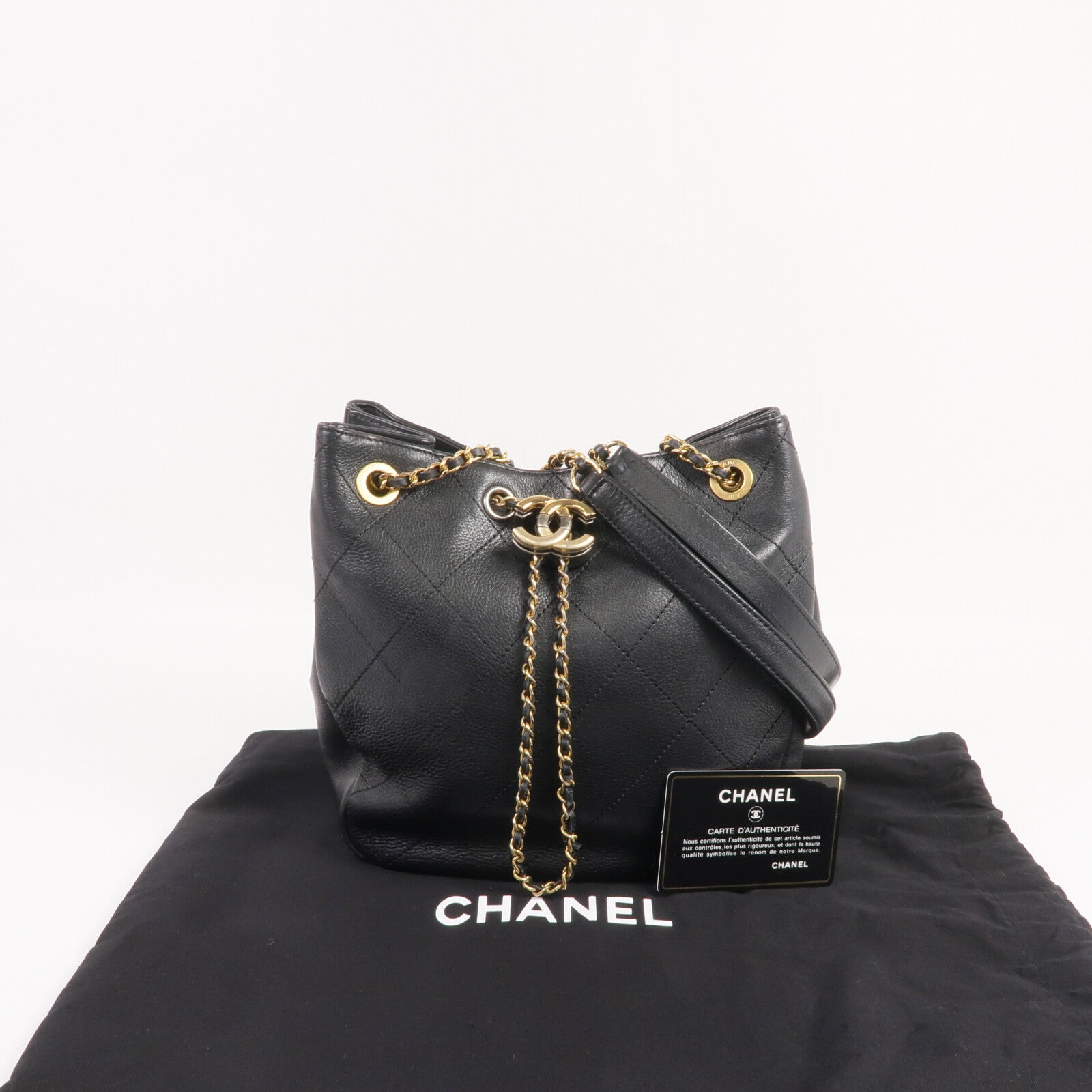 CHANEL 牛皮皮革Chain Shoulder Bag金扣鏈帶肩背袋