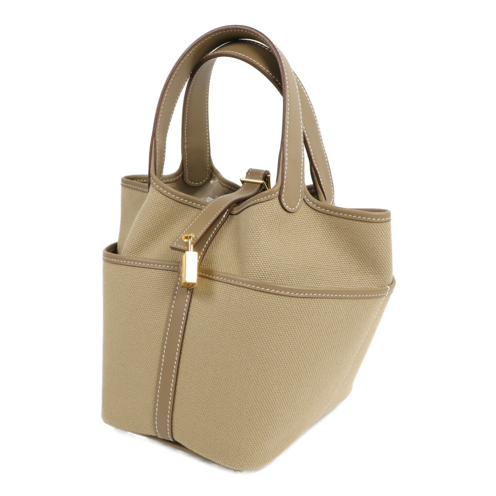 HERMES 帆布/Swift皮革Picotin Cargo PM手挽袋