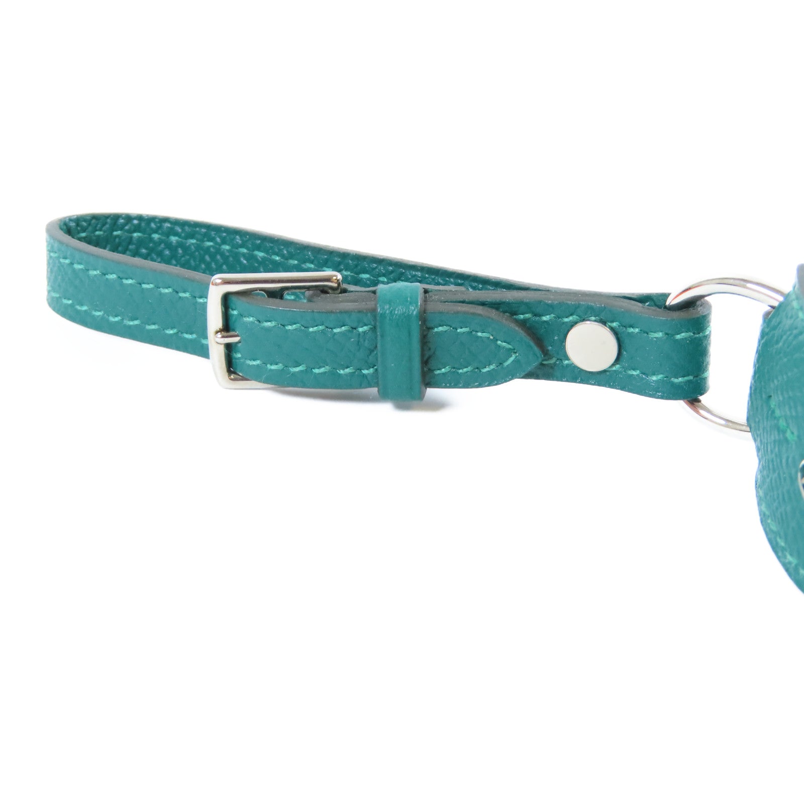 HERMES **【激減優惠】Epsom皮革Medor Collier de Chien Bag Charm銀扣掛飾Malachite孔雀綠色