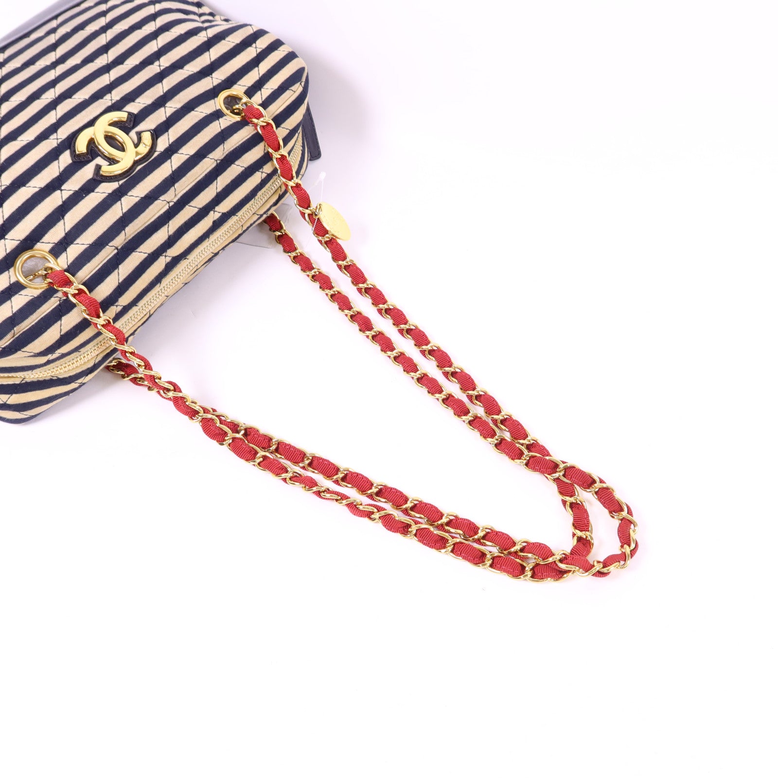 CHANEL 布料Chain Shoulder Bag金扣鏈帶肩背袋