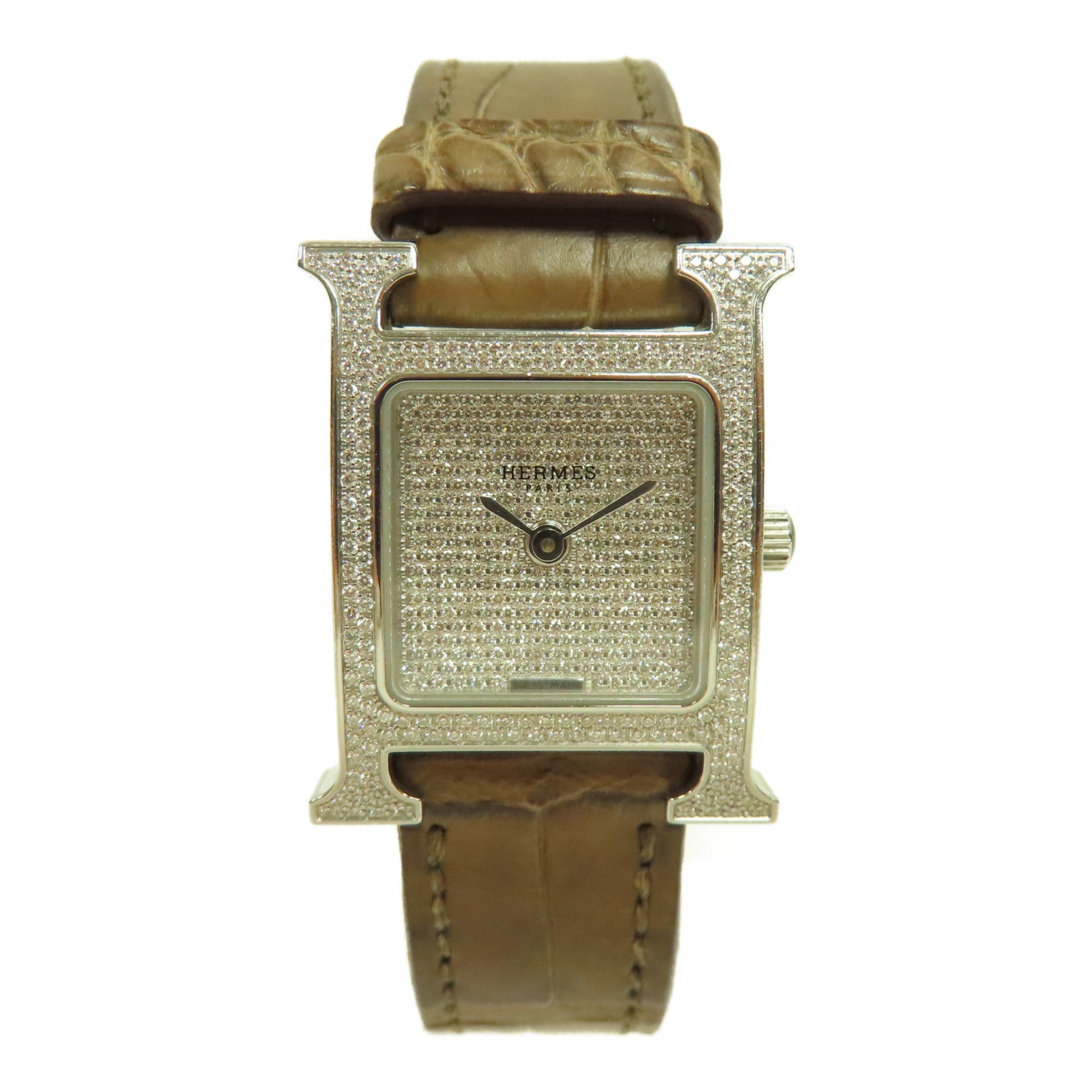 HERMES Heure H PM Acier不鏽鋼石英手錶銀色