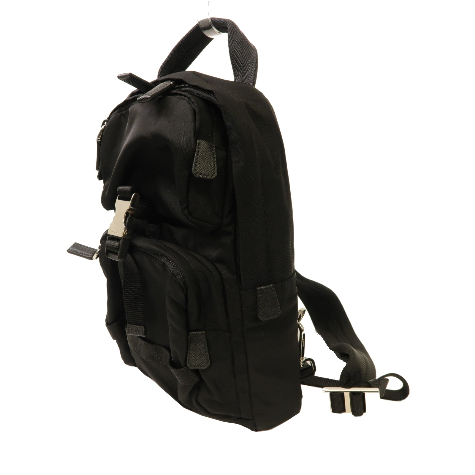 PRADA 尼龍Shoulder Bag銀扣肩背袋黑色