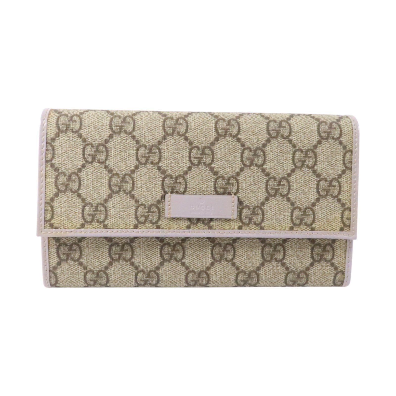 GUCCI 塗層帆布GG Supreme Continental Flap Wallet銀扣長錢包