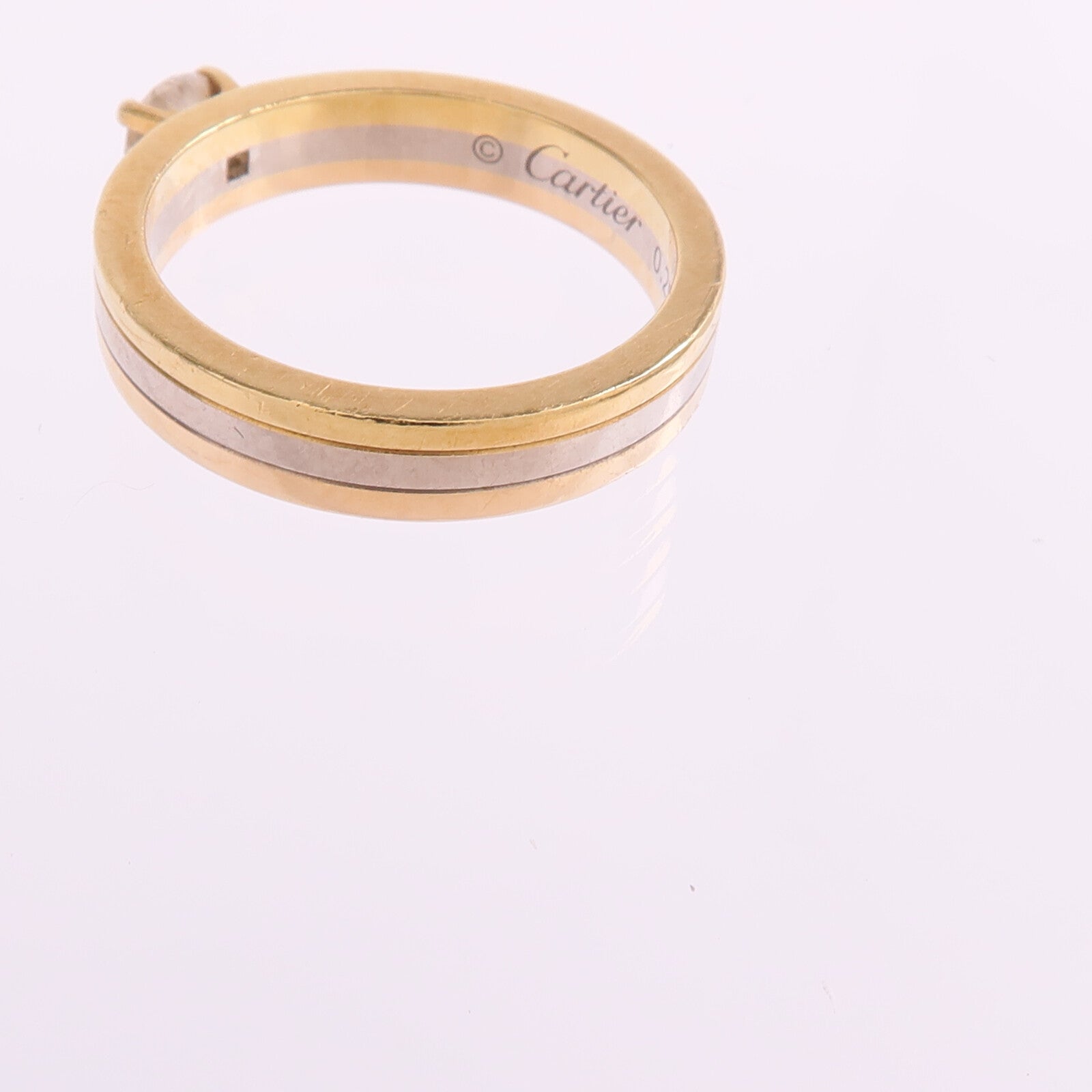 CARTIER 18K黃金/白金/玫瑰金Trinity Solitaire鑽石戒指Cartier#49/US#5