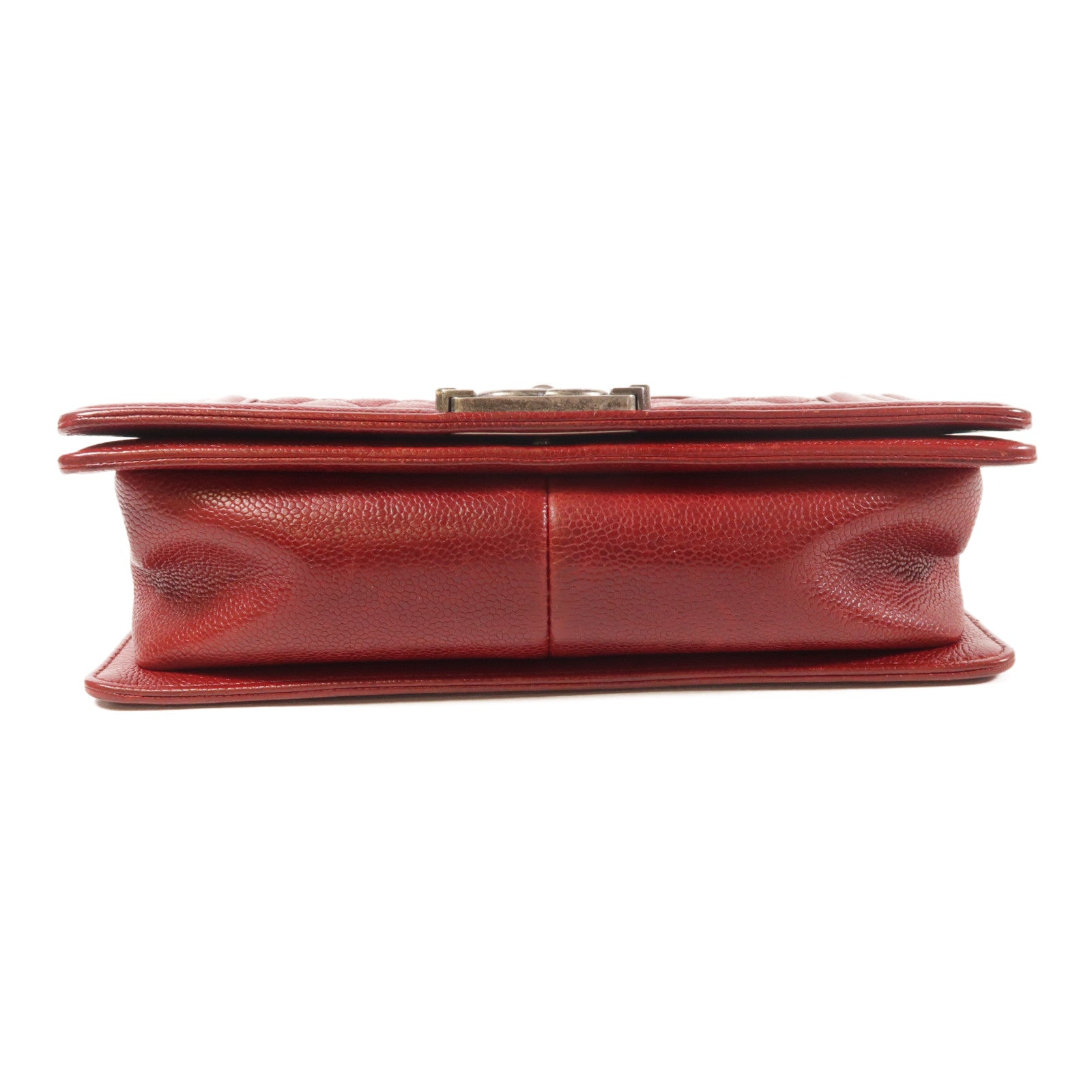 CHANEL CC SHW Boy 25 Chain Shoulder Bag Calfskin Leather Red