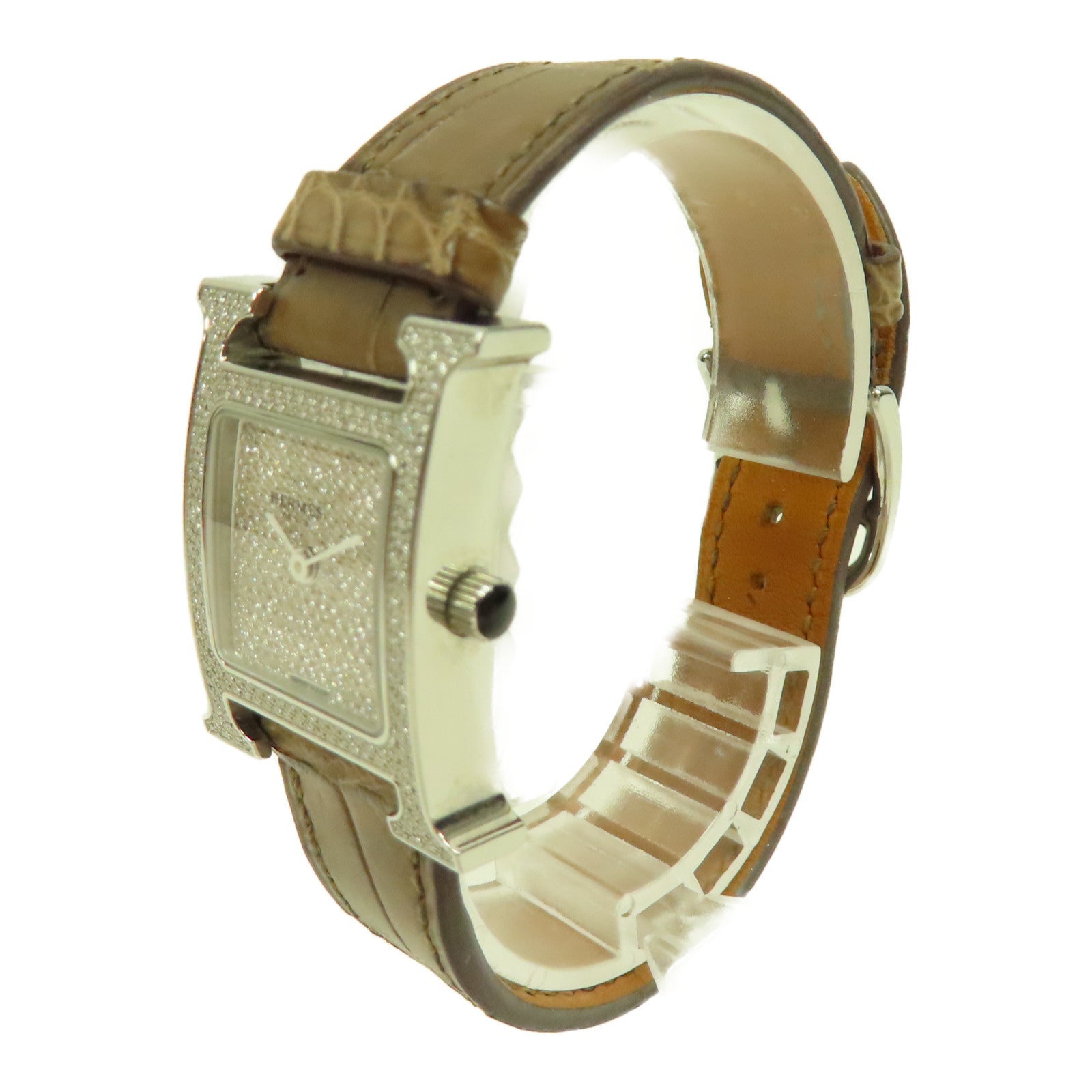 HERMES Heure H PM Acier不鏽鋼石英手錶銀色