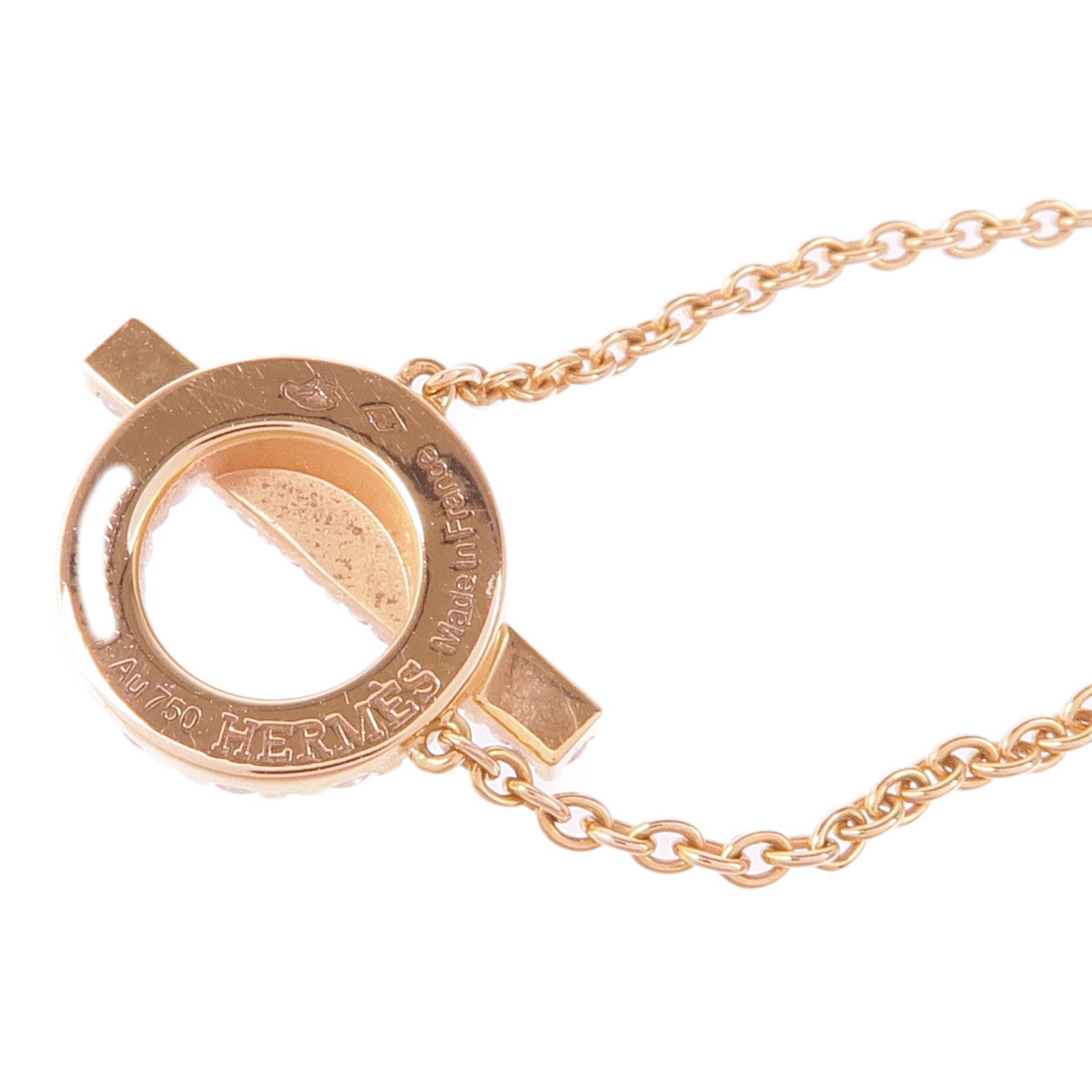 HERMES 18K玫瑰金Finesse Pendant鑽石項鍊