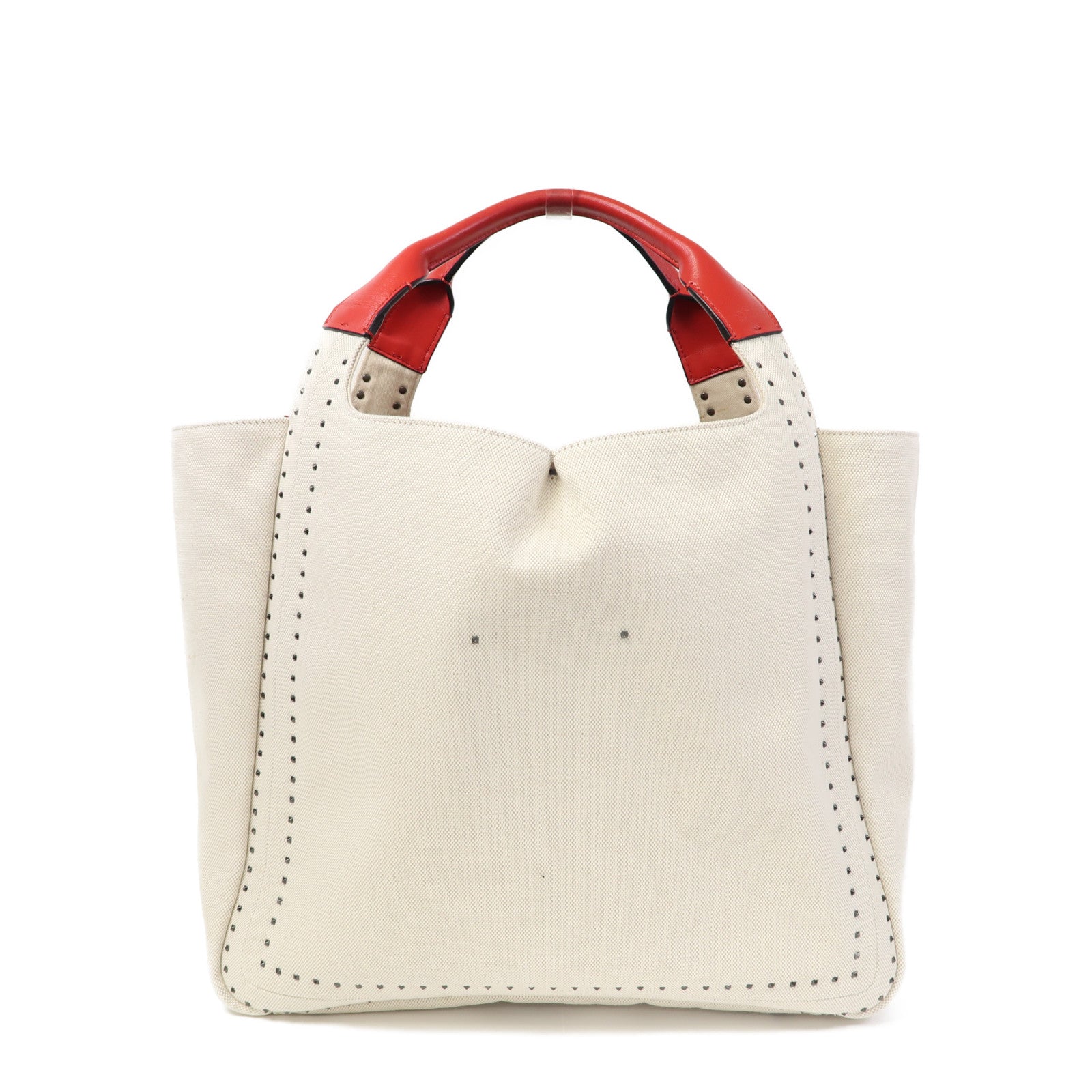 Valentino 帆布Garavani Atelier Bag 01 Metal Stitch Edition手挽肩背兩用袋米白色