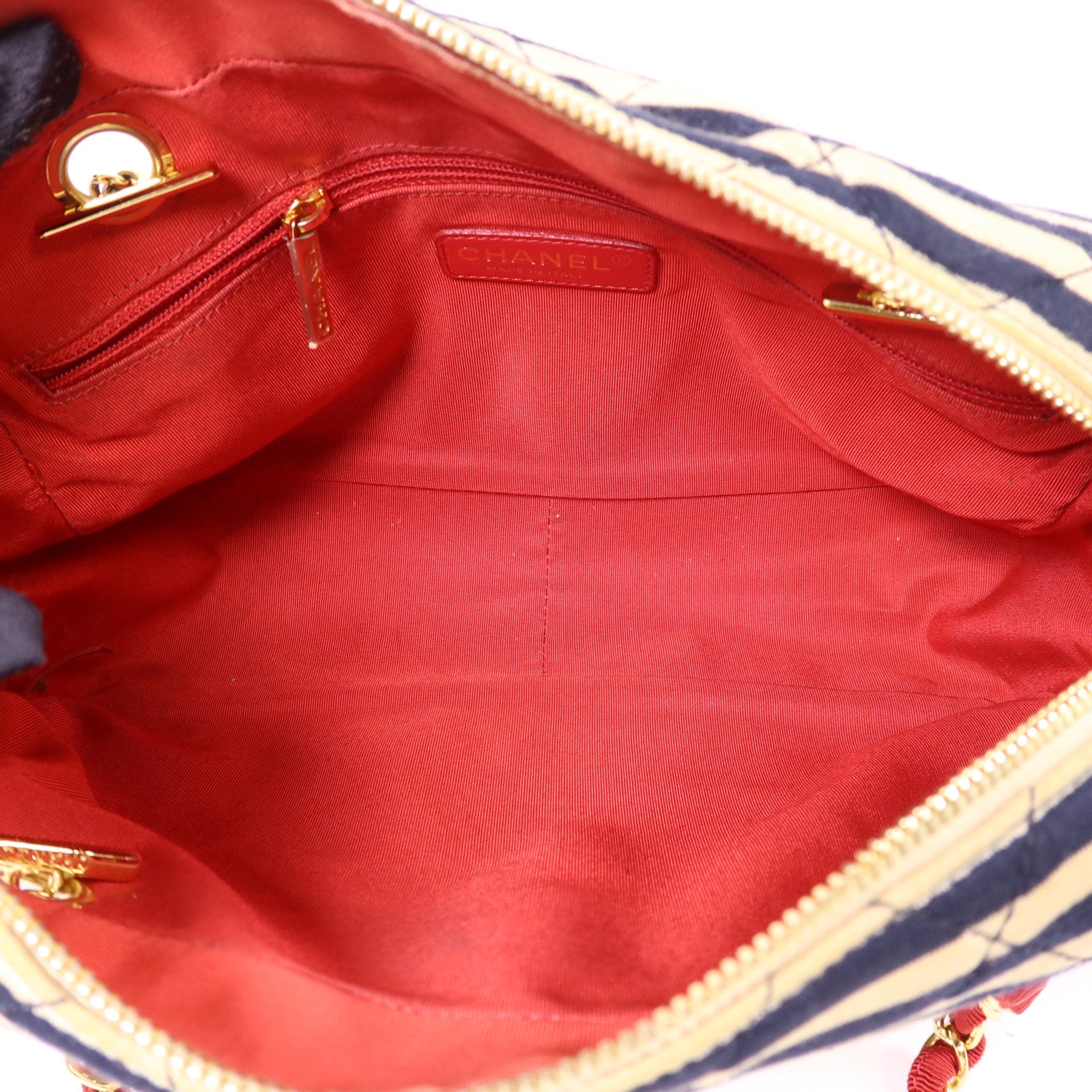 CHANEL 布料Chain Shoulder Bag金扣鏈帶肩背袋