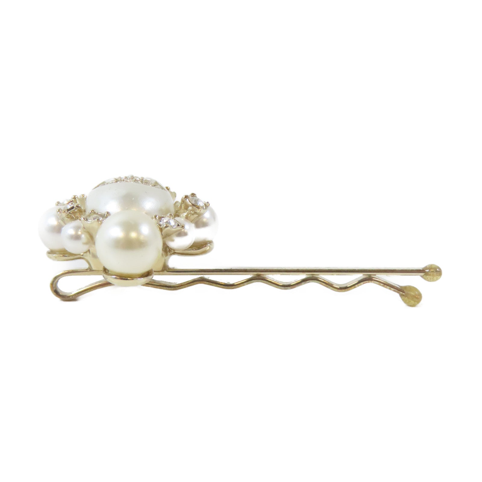 CHANEL 金屬Hair Pin髮夾白色/金色