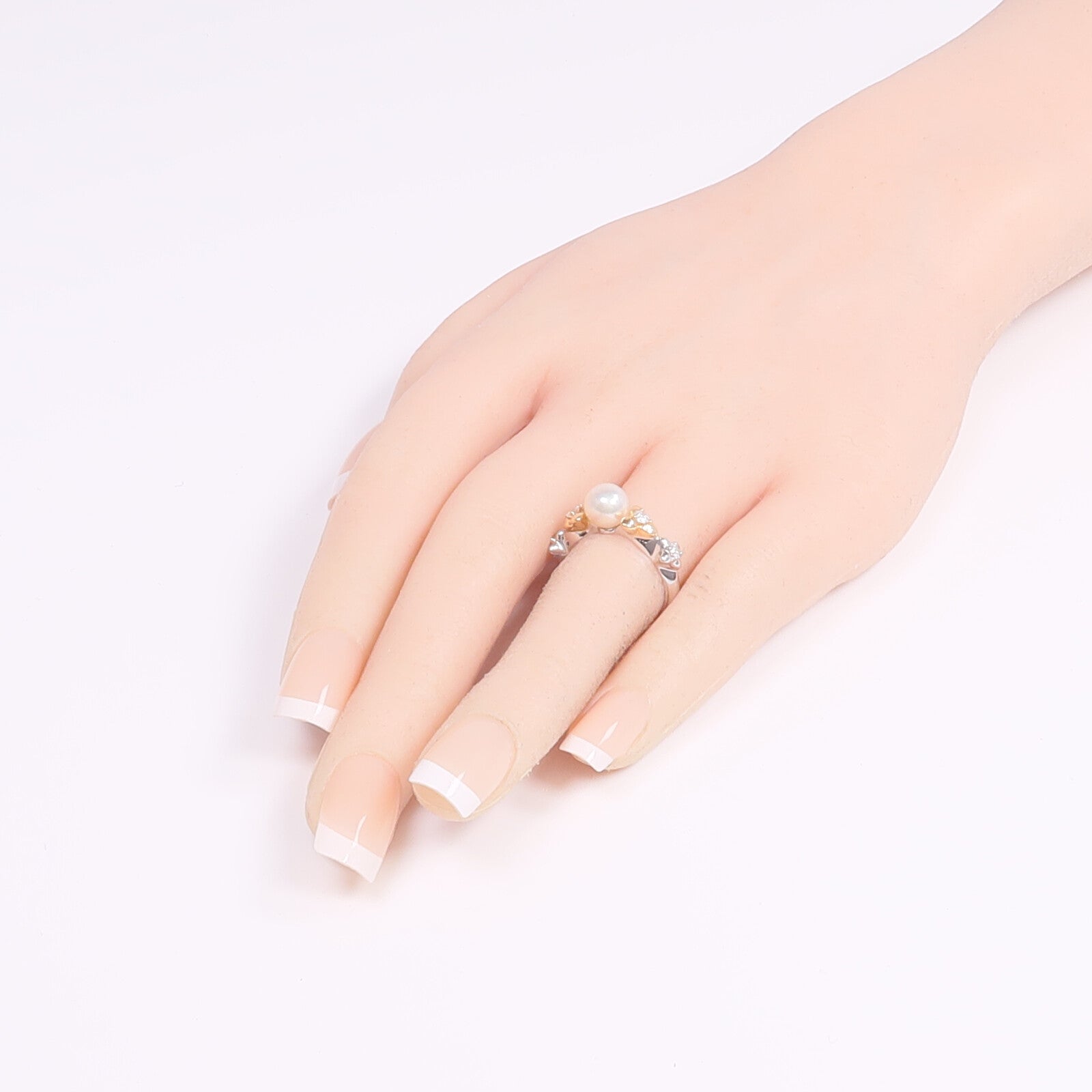 MIKIMOTO 【激減優惠】18K白金/玫瑰金Pearl Diamond Ring珍珠鑽石戒指US#5.5
