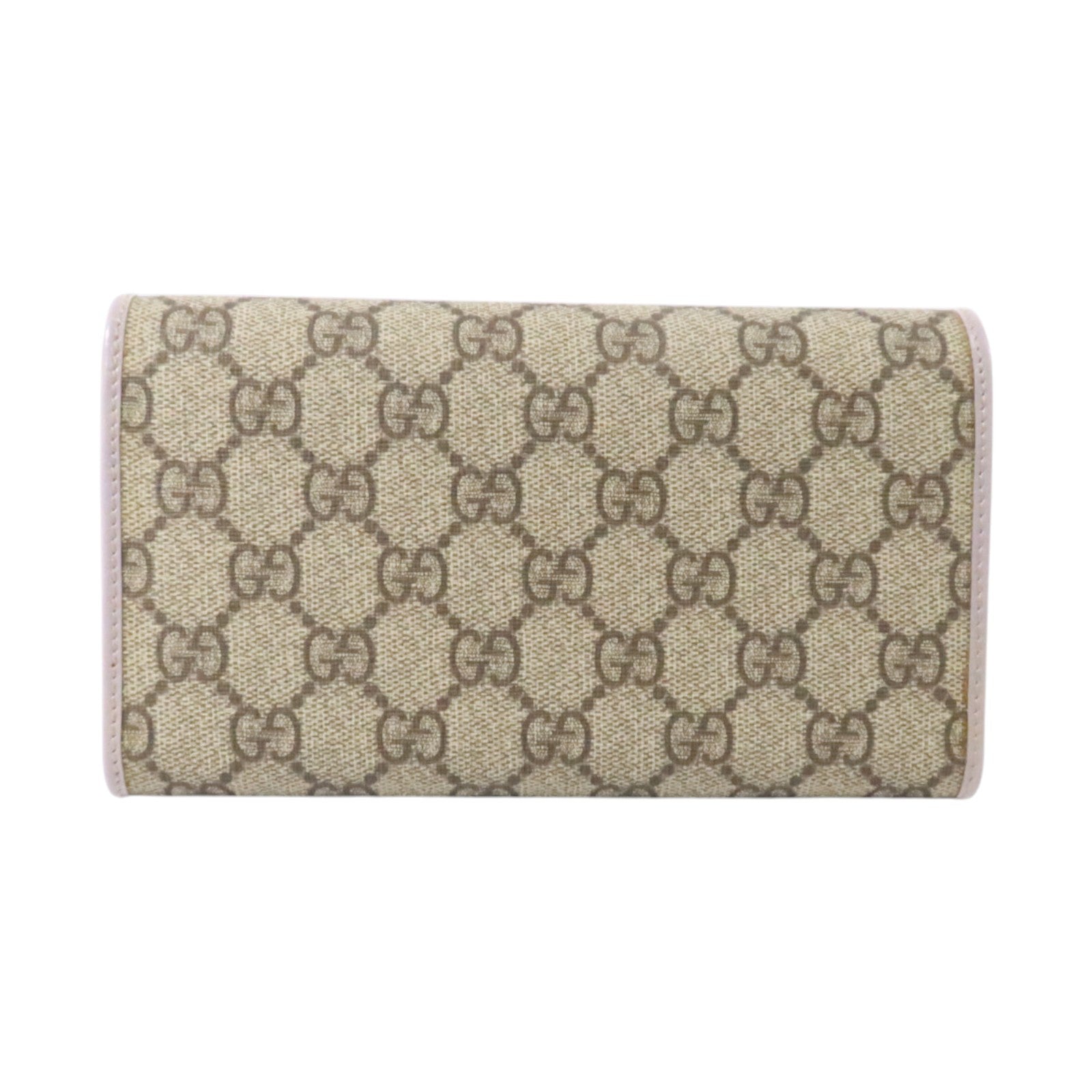 GUCCI 塗層帆布GG Supreme Continental Flap Wallet銀扣長錢包