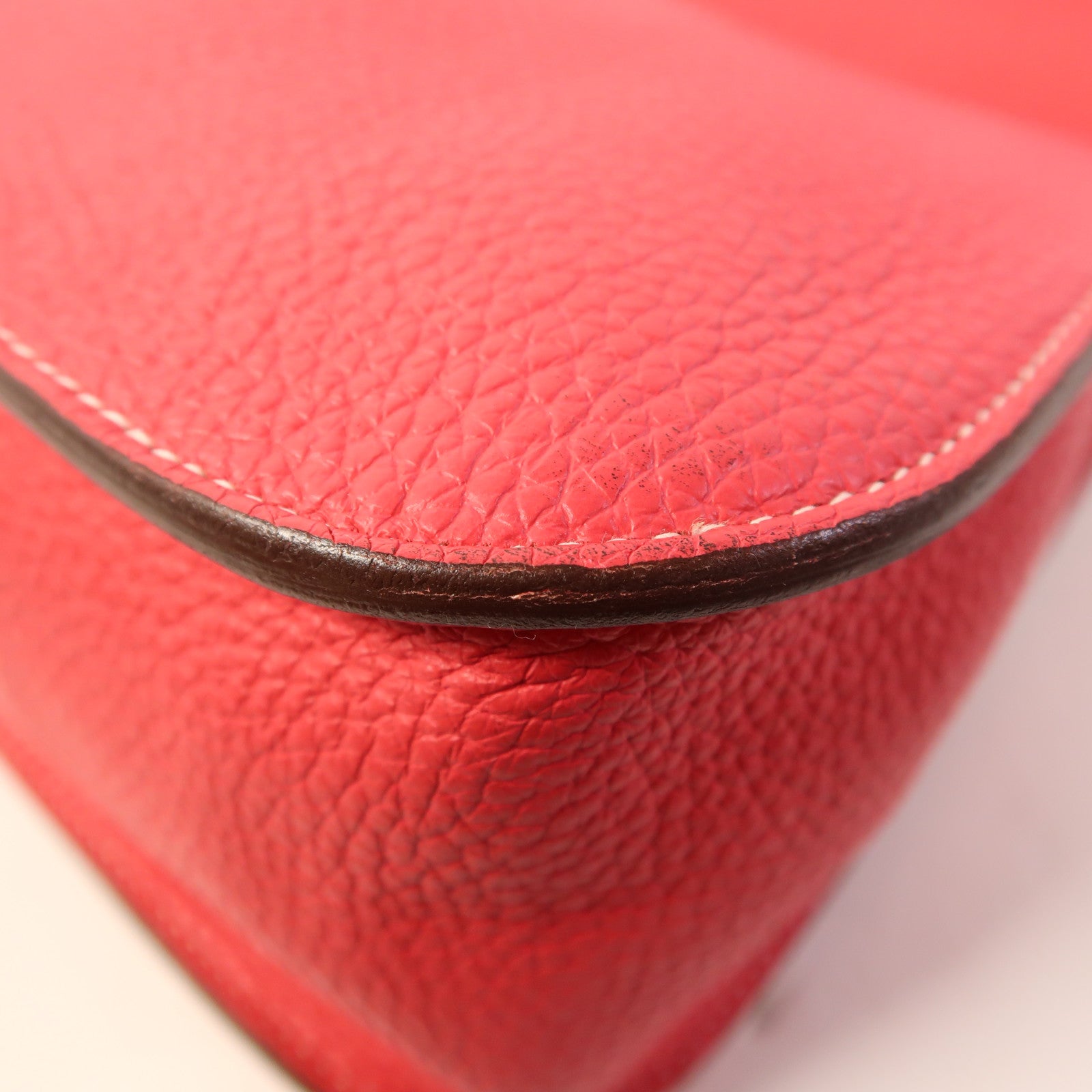 HERMES Clemence皮革Halzan 31銀扣手挽肩背兩用袋Rose Extreme