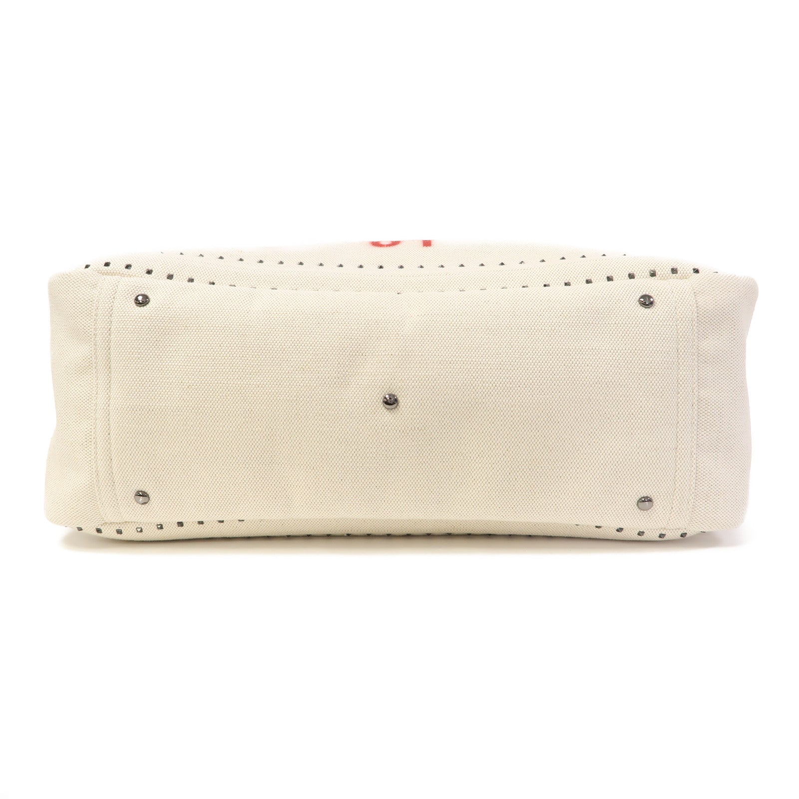 Valentino 帆布Garavani Atelier Bag 01 Metal Stitch Edition手挽肩背兩用袋米白色
