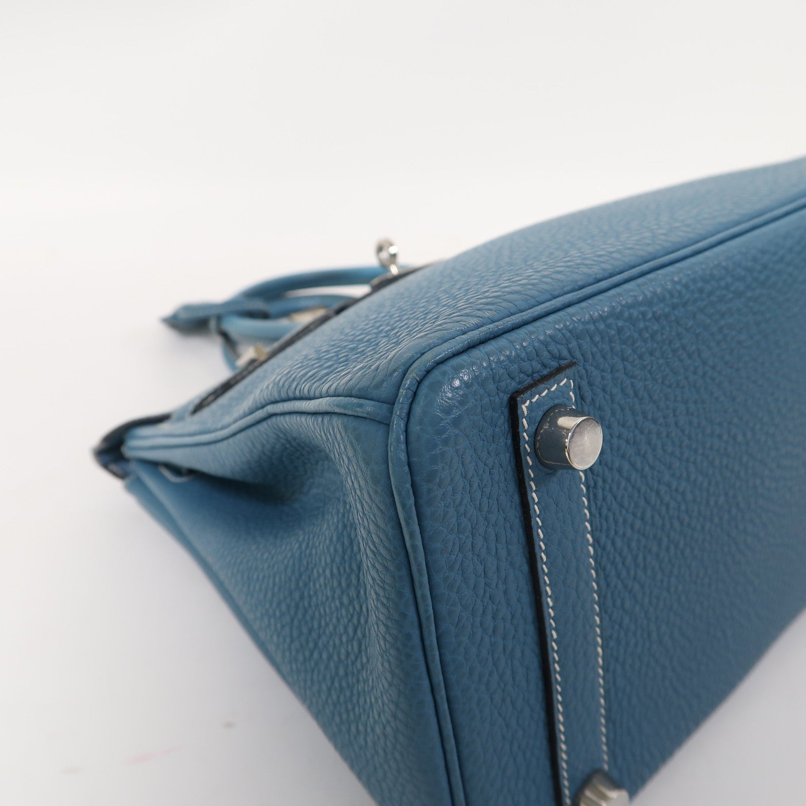 HERMES Togo皮革Birkin 25銀扣手挽袋藍色