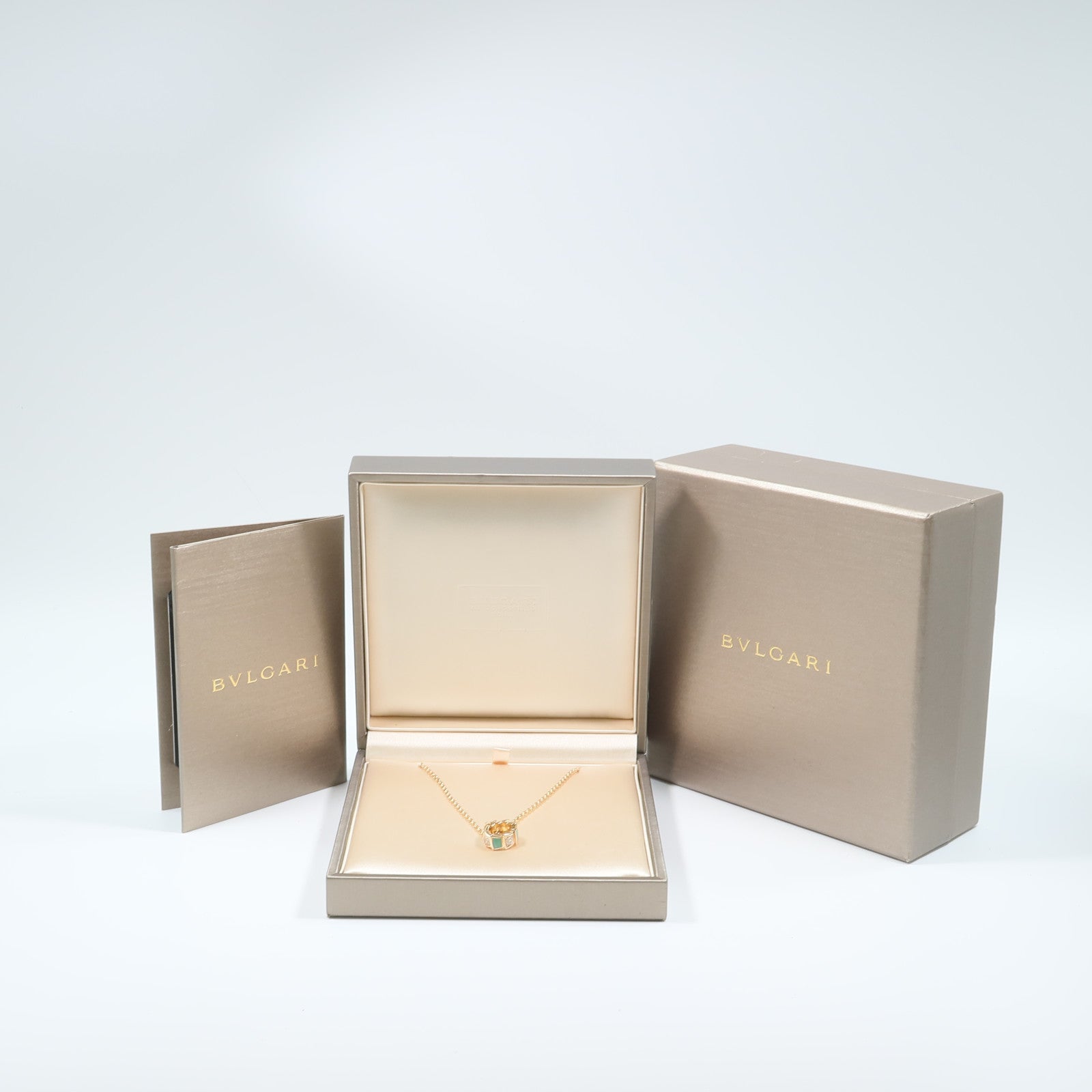 BVLGARI 18K玫瑰金Serpenti Viper綠松石/鑽石項鍊