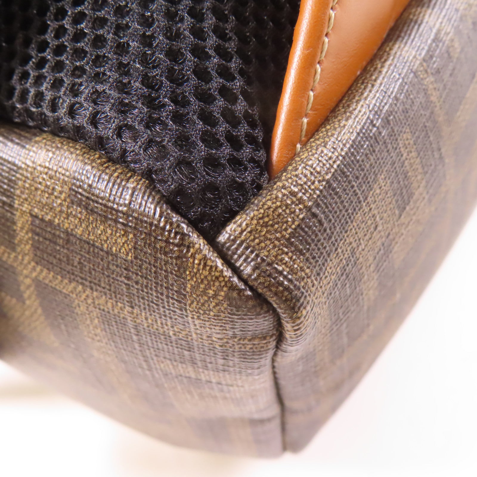 FENDI 塗層帆布Backpack銀扣背包棕色