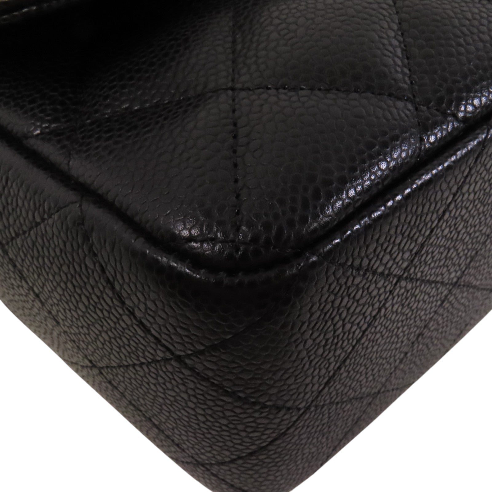 CHANEL 牛皮皮革Large Classic銀扣鏈帶肩背袋