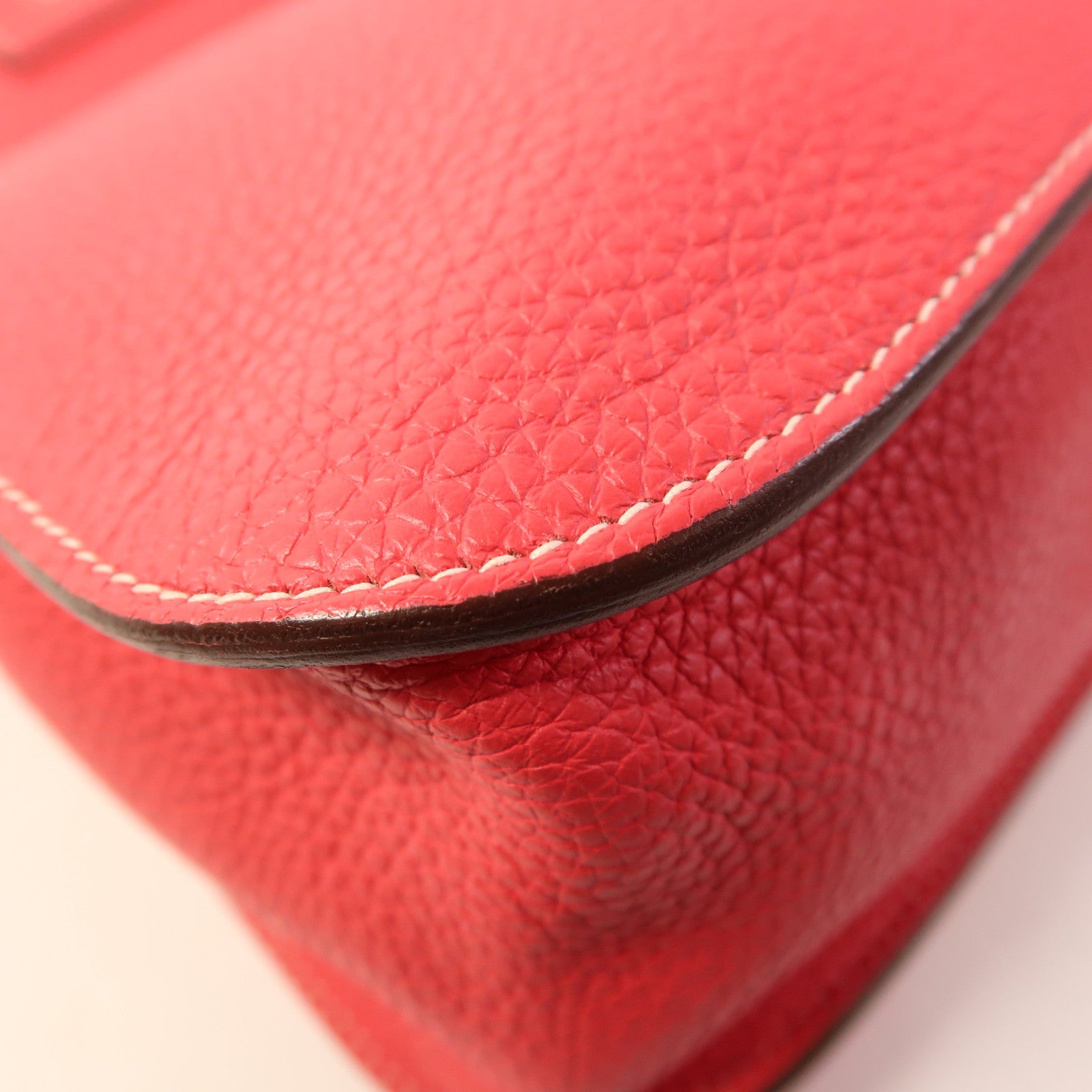 HERMES Clemence皮革Halzan 31銀扣手挽肩背兩用袋Rose Extreme