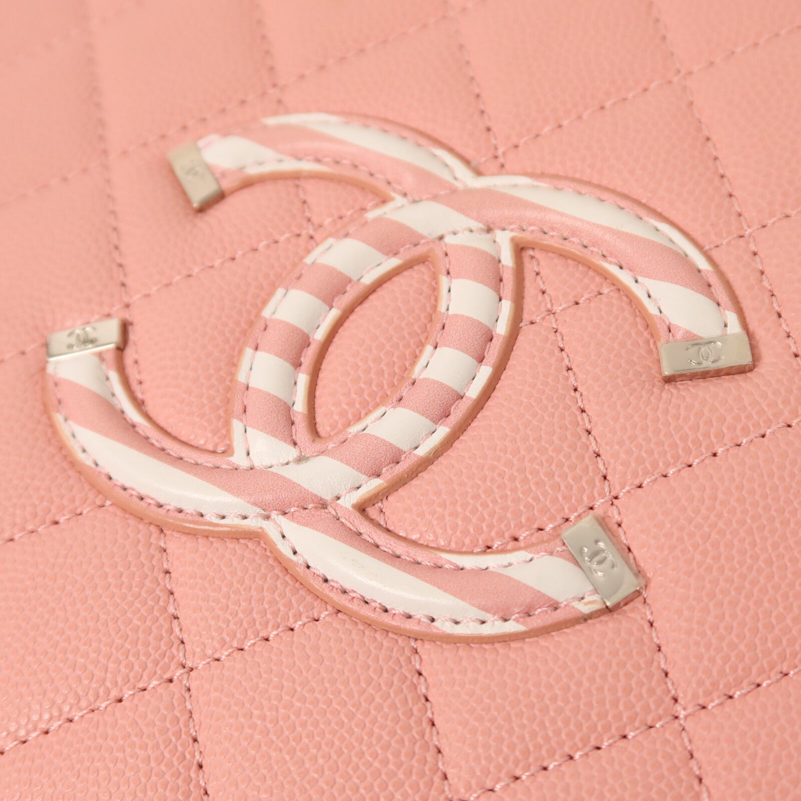 CHANEL 牛皮皮革Vanity Case銀扣鏈帶手挽肩背兩用袋