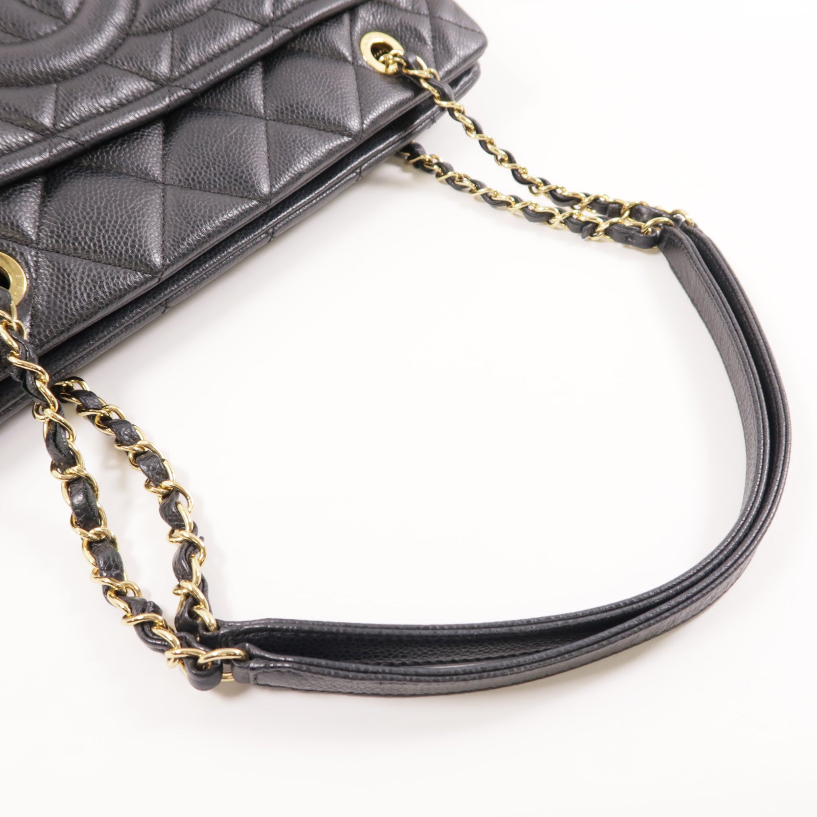 CHANEL 牛皮皮革Hand Bag金扣肩背袋黑色